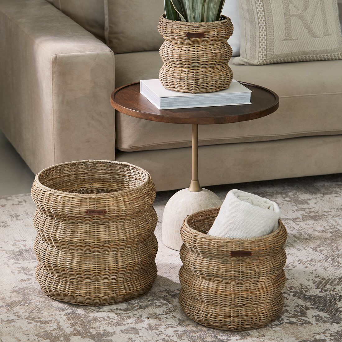 Rustieke Rattan Mand Set van 3 – Rivièra Maison