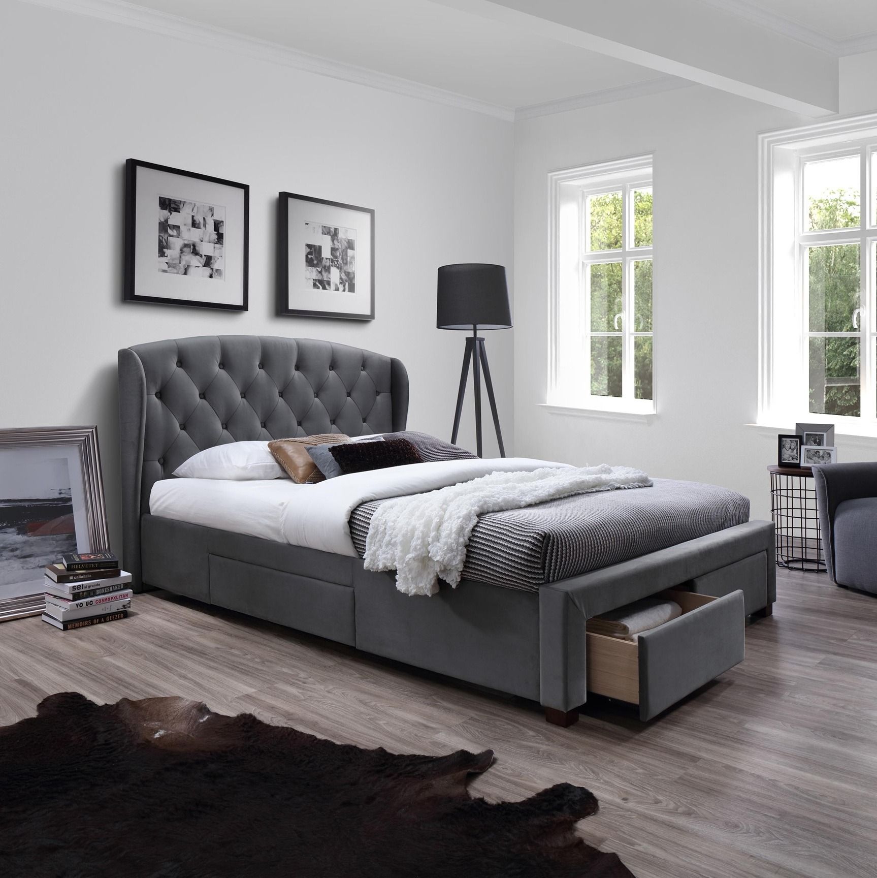 Sabrina tweepersoonsbed 160×200 cm – stijlvol grijs van Home Style