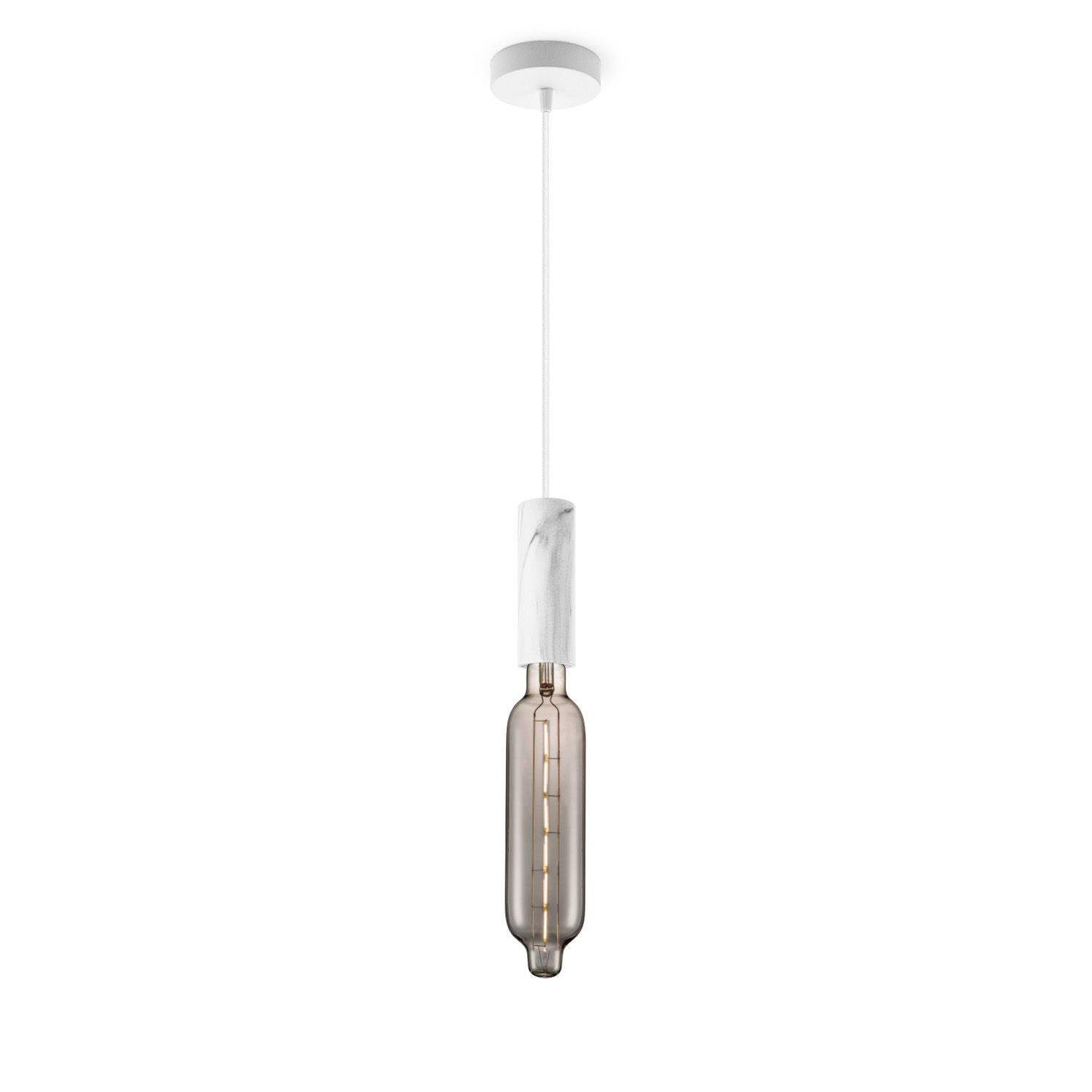 Saga hanglamp – marmerlook met vintage LED‑licht in stijlvolle Smoke afwerking