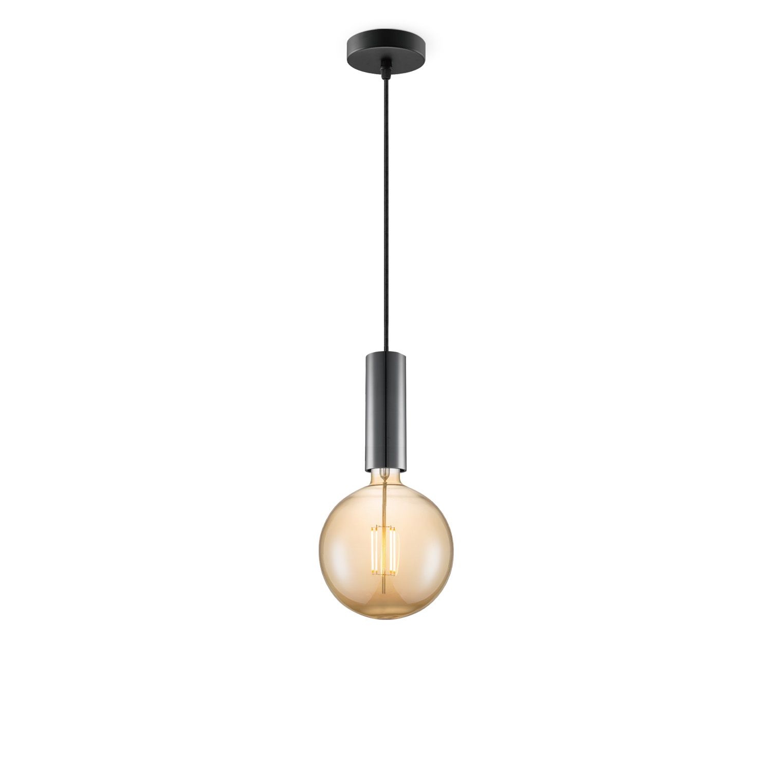 Saga Hanglamp – Moderne Zwarte Pendel met Amber LED