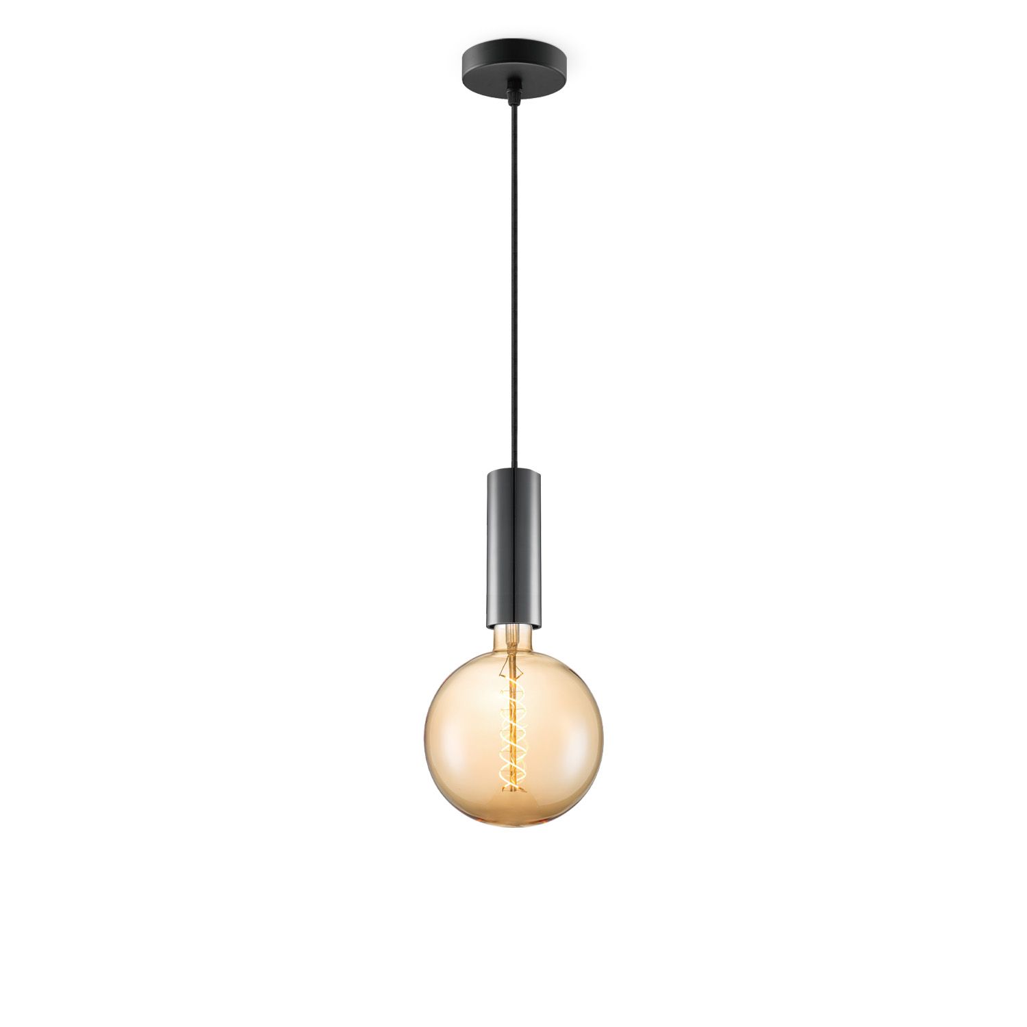 Saga Hanglamp Zwart met Amber LED – Moderne Spiral Verlichting voor elke Kamer