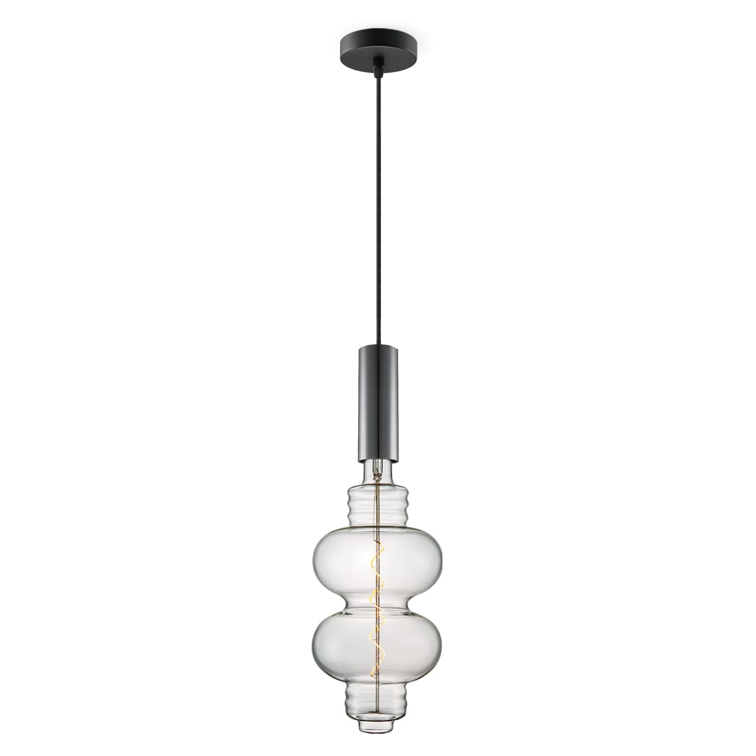 Saga Hanglamp – Zwarte Diabolo met Heldere LED voor een Moderne Vintage Sfeer