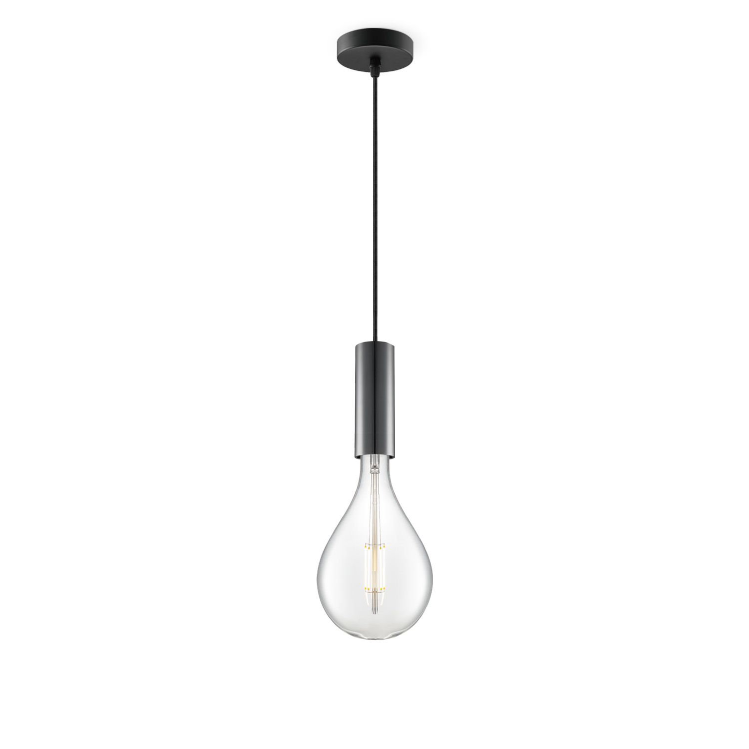 Saga zwarte hanglamp met zacht LED‑snoer – modern design, vintage sfeer