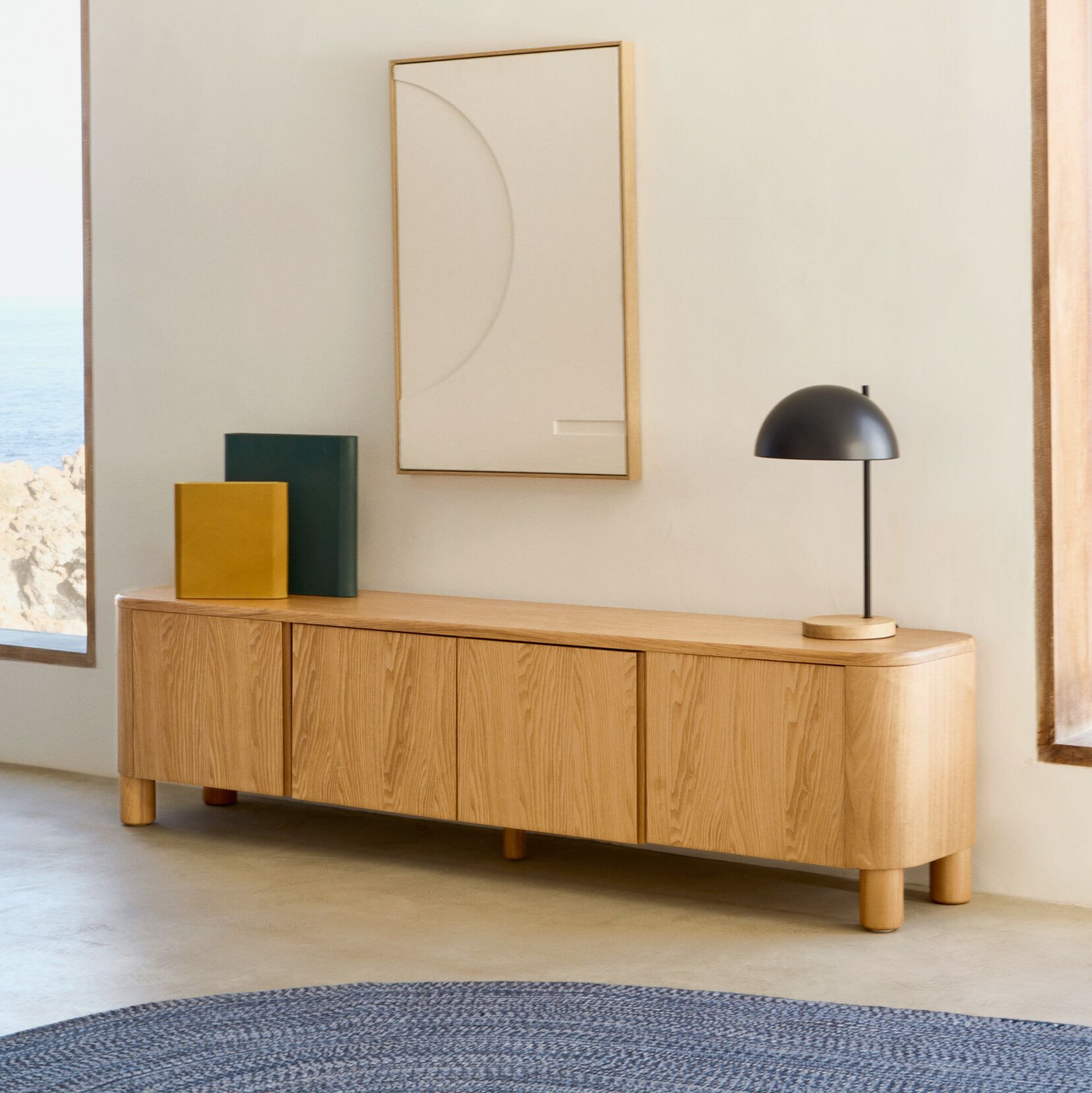 Salaya TV‑meubel van Kave Home – 200 cm breed, natuurlijk essenhout in warm bruin