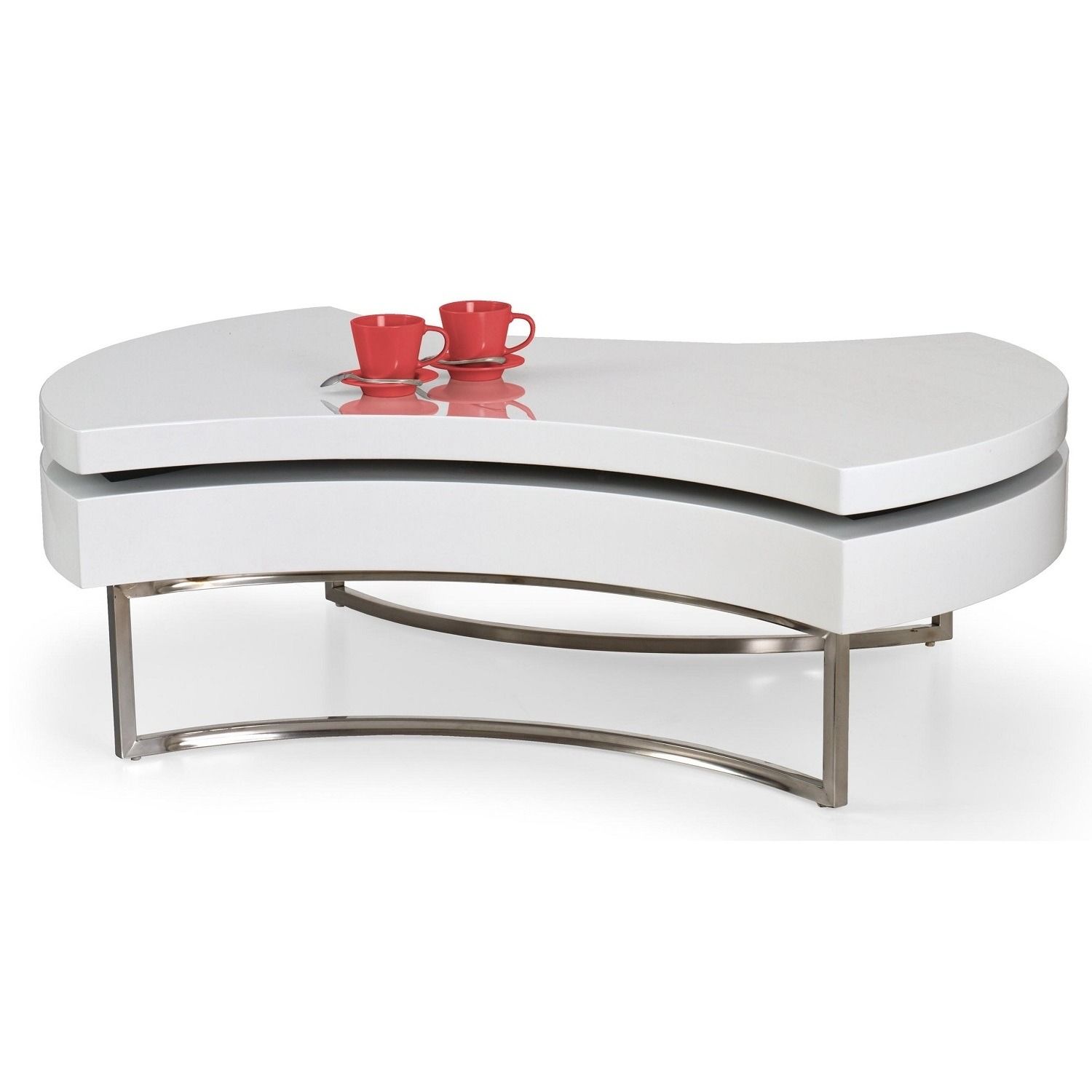 Salontafel Aurea 115 cm – glanzend wit & verchroomd design