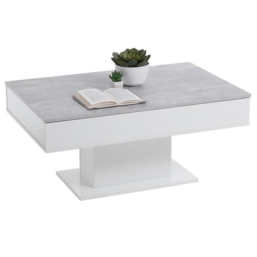Salontafel Avola – Strakke 100 cm Brede Betongrijze Tafel met Uitschuifbaar Blad