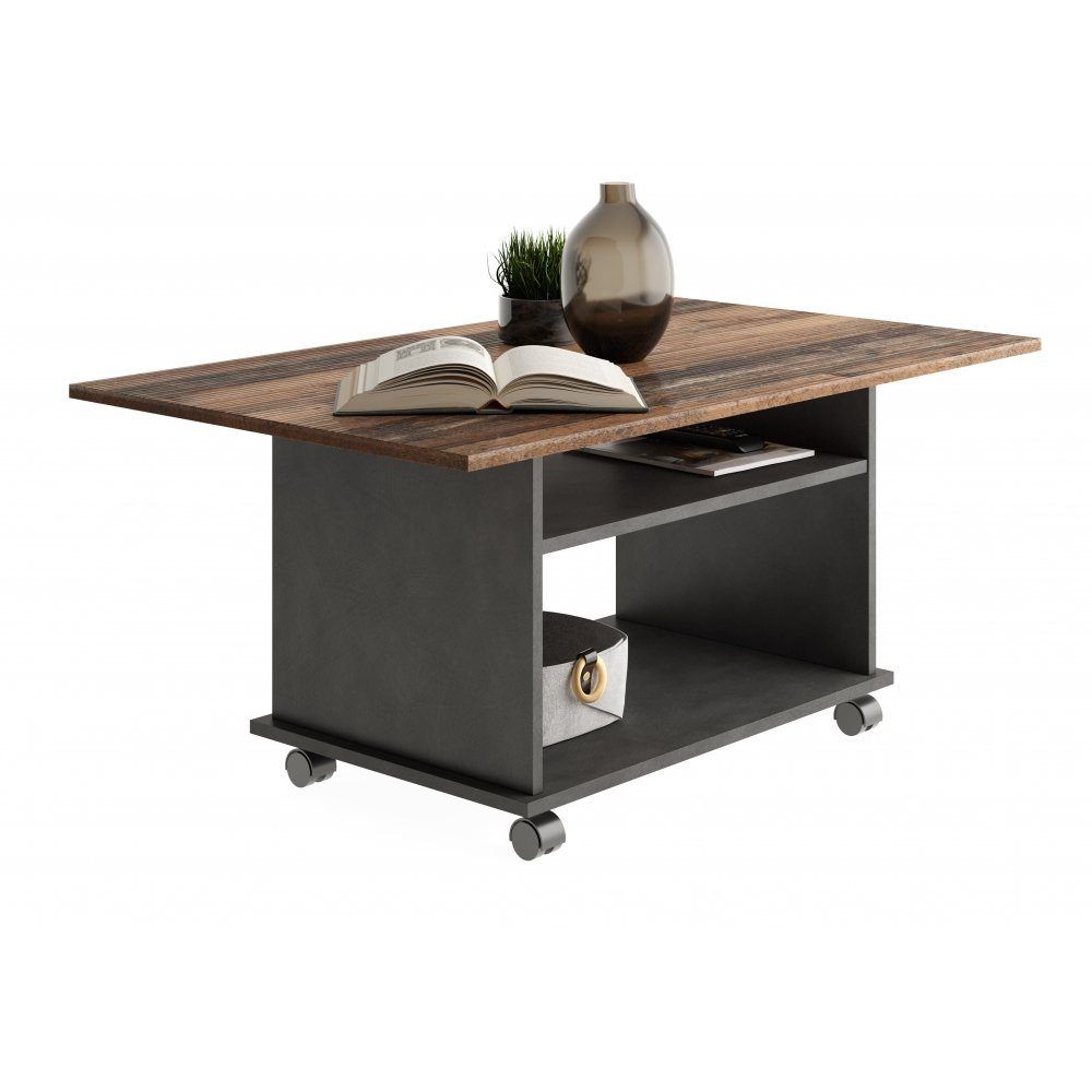 Salontafel Azur – stijlvolle, verrijdbare eiken tafel met antraciet accenten (100 cm)
