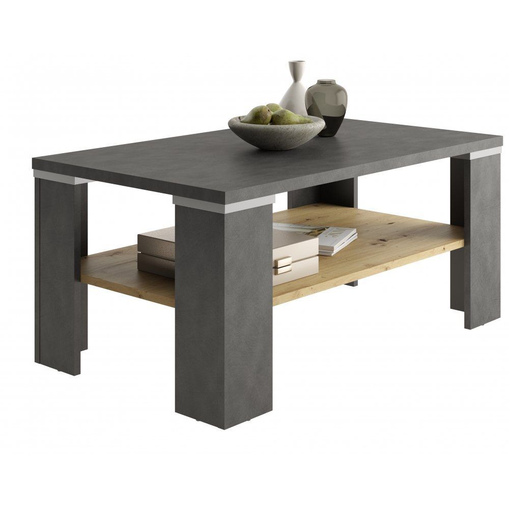 Salontafel Bastia 100 cm – Antraciet & eiken, stijlvol en functioneel