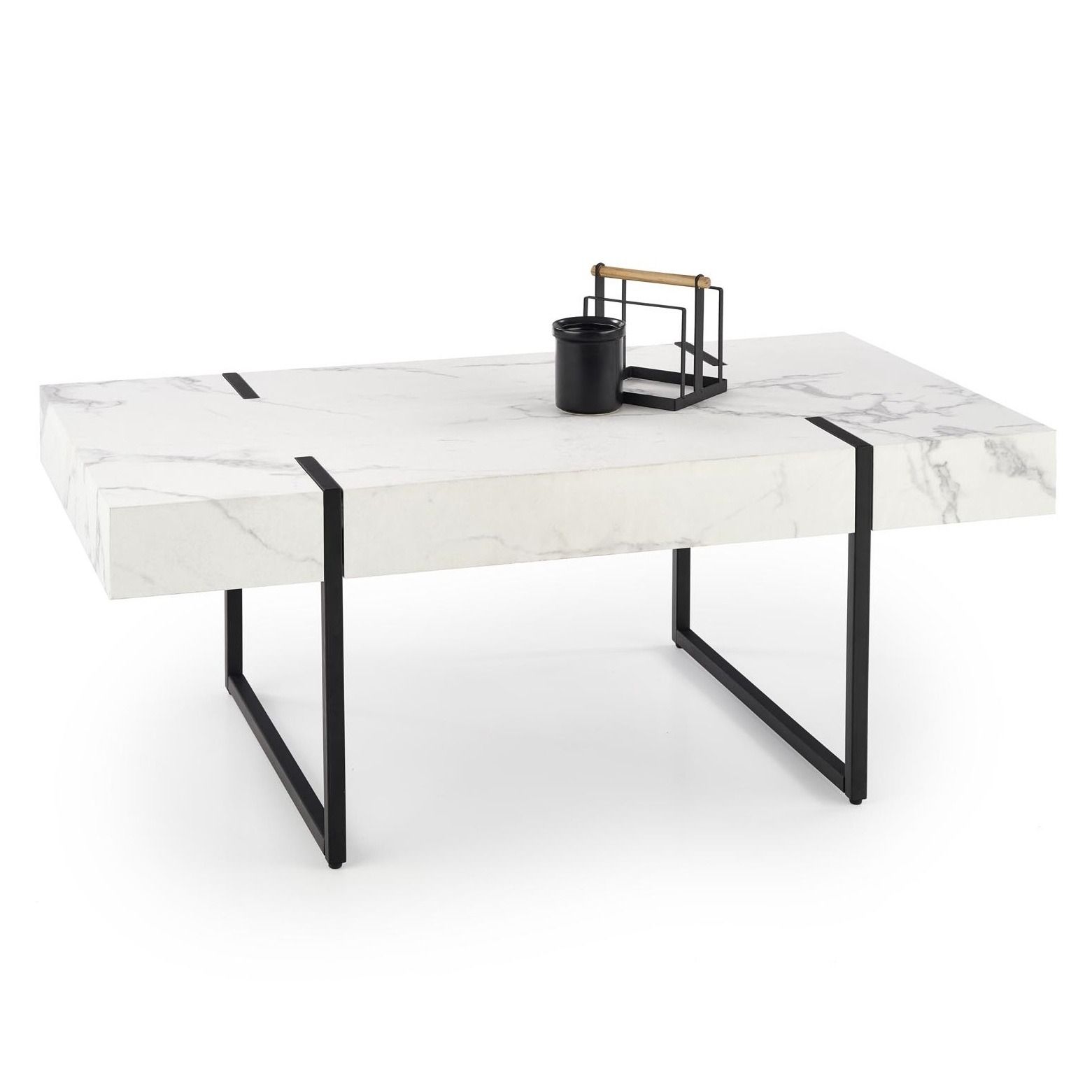 Salontafel Blanca – Strakke witte marmerlook, 110 cm breed