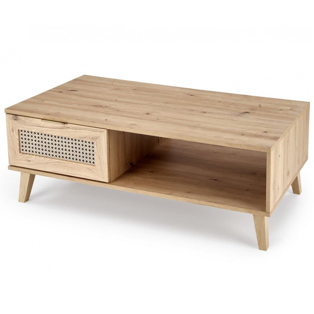 Salontafel Borneo 120 cm – Strakke zwarte tafel met warme eikenlook