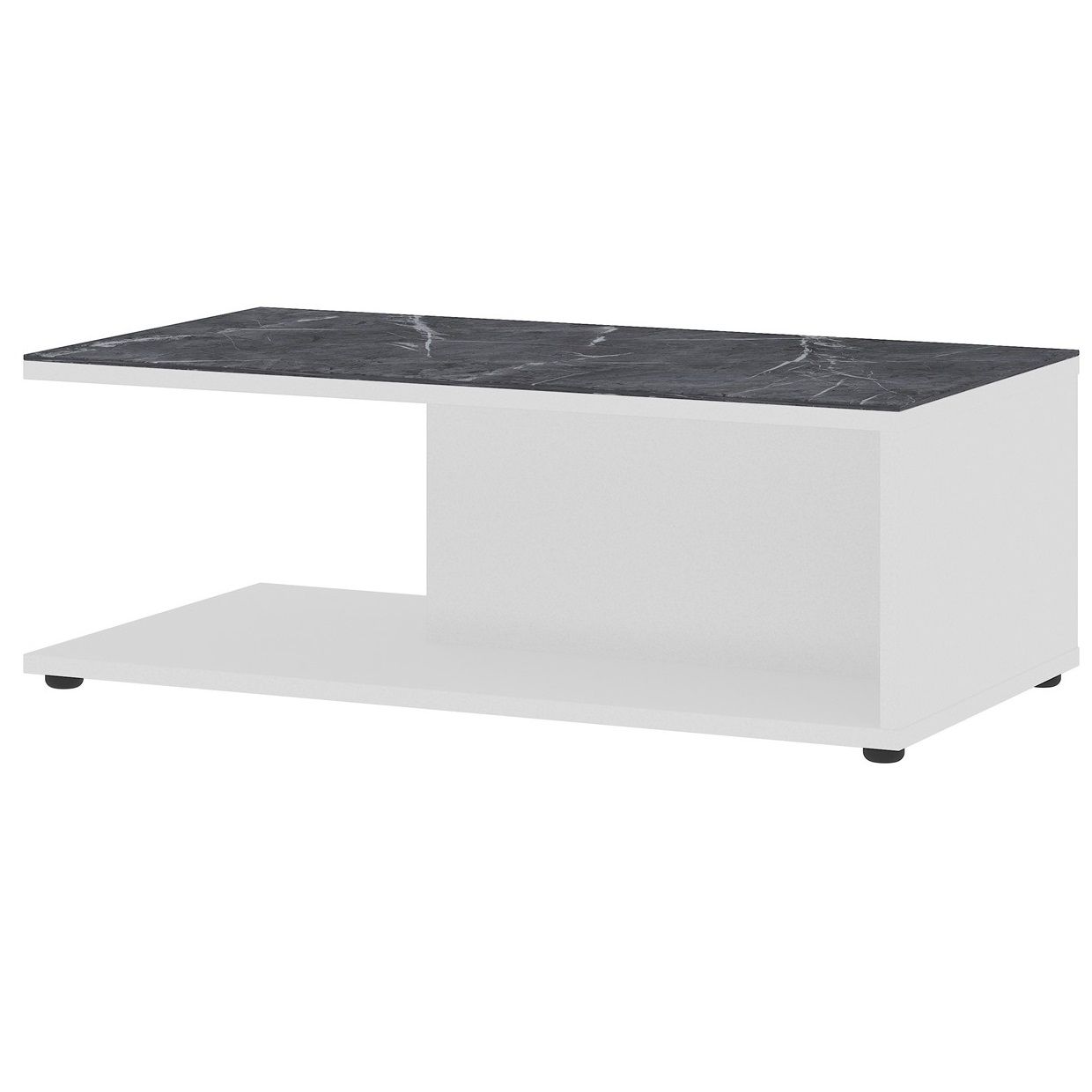 Salontafel California – Strakke witte look met marmeren blad, 109 cm breed