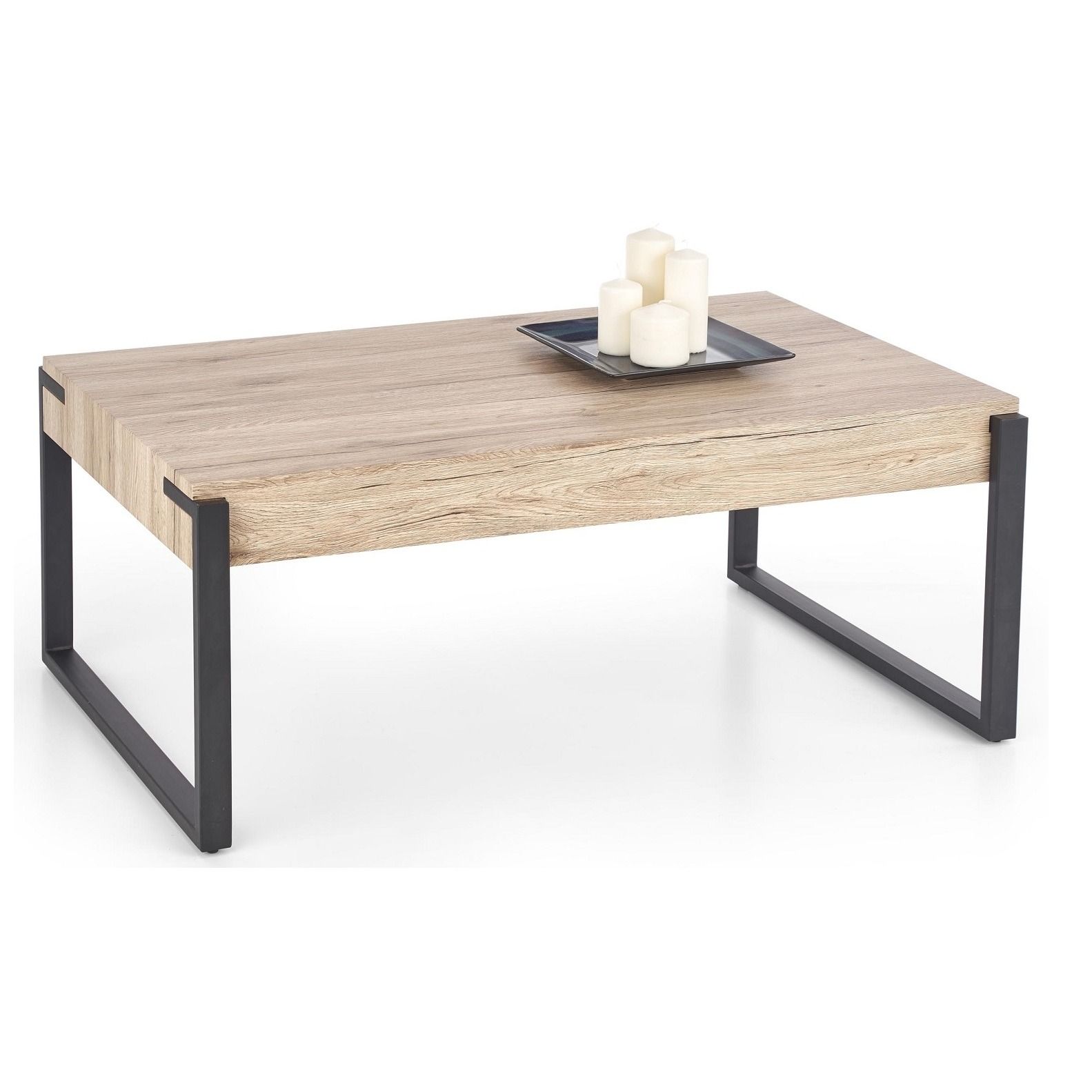 Salontafel Capri – Stijlvolle 110 cm eikenlook met zwarte stalen poten
