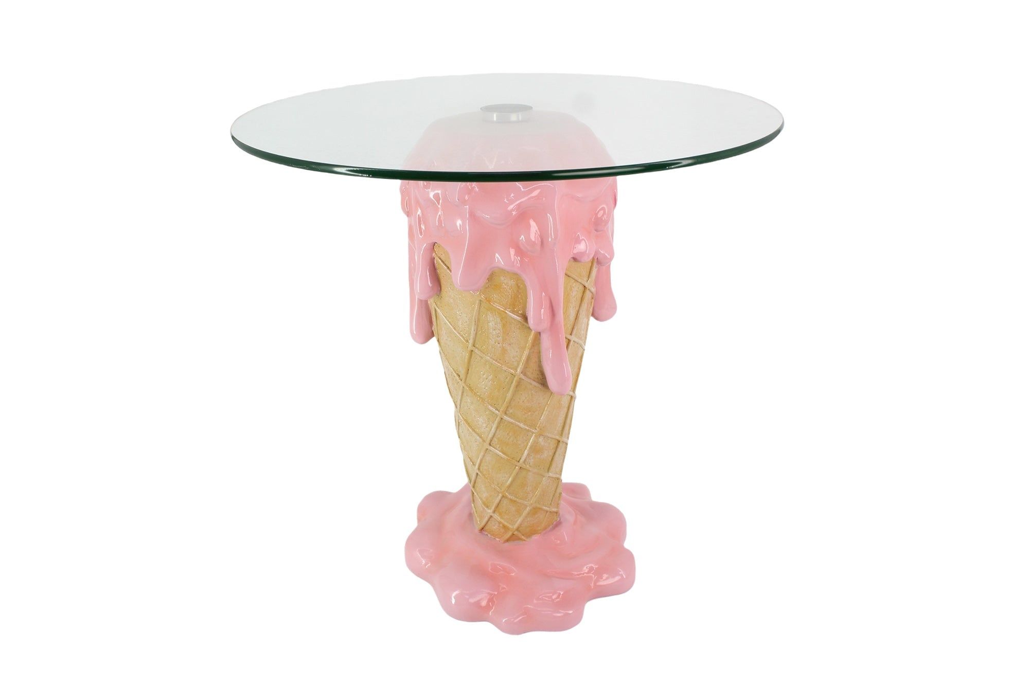Salontafel ICE CREAM 50 cm – strak gehard glas in roze‑beige | Invicta Interior