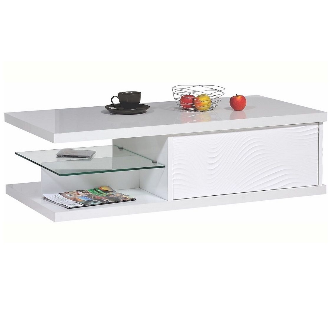 Salontafel Karma 120 cm – Strak, Hoogglans Wit voor een Moderne Woonkamer
