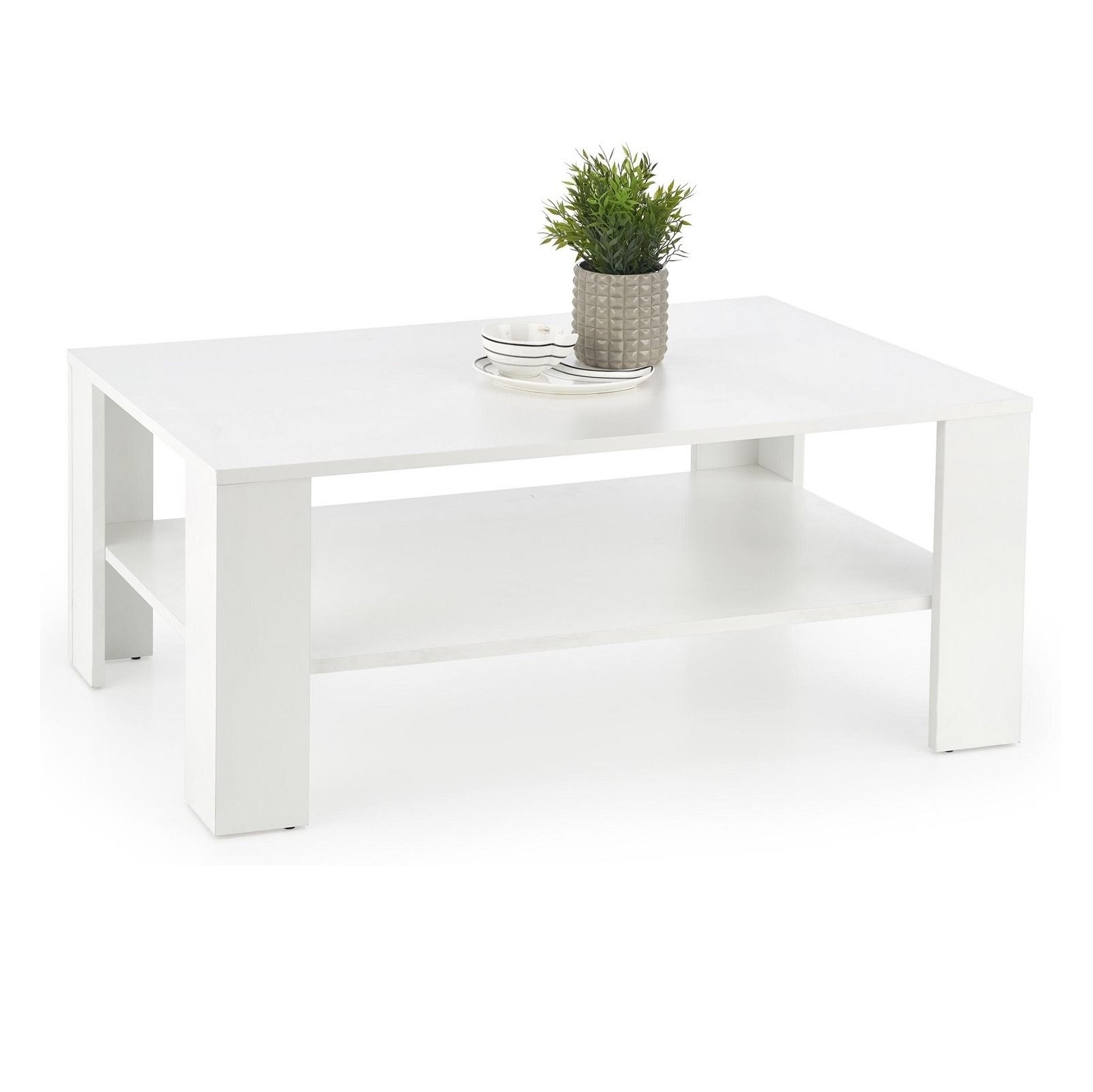 Salontafel Kwadro – Strakke Witte Tafel van 110 cm voor een Lichte Woonkamer
