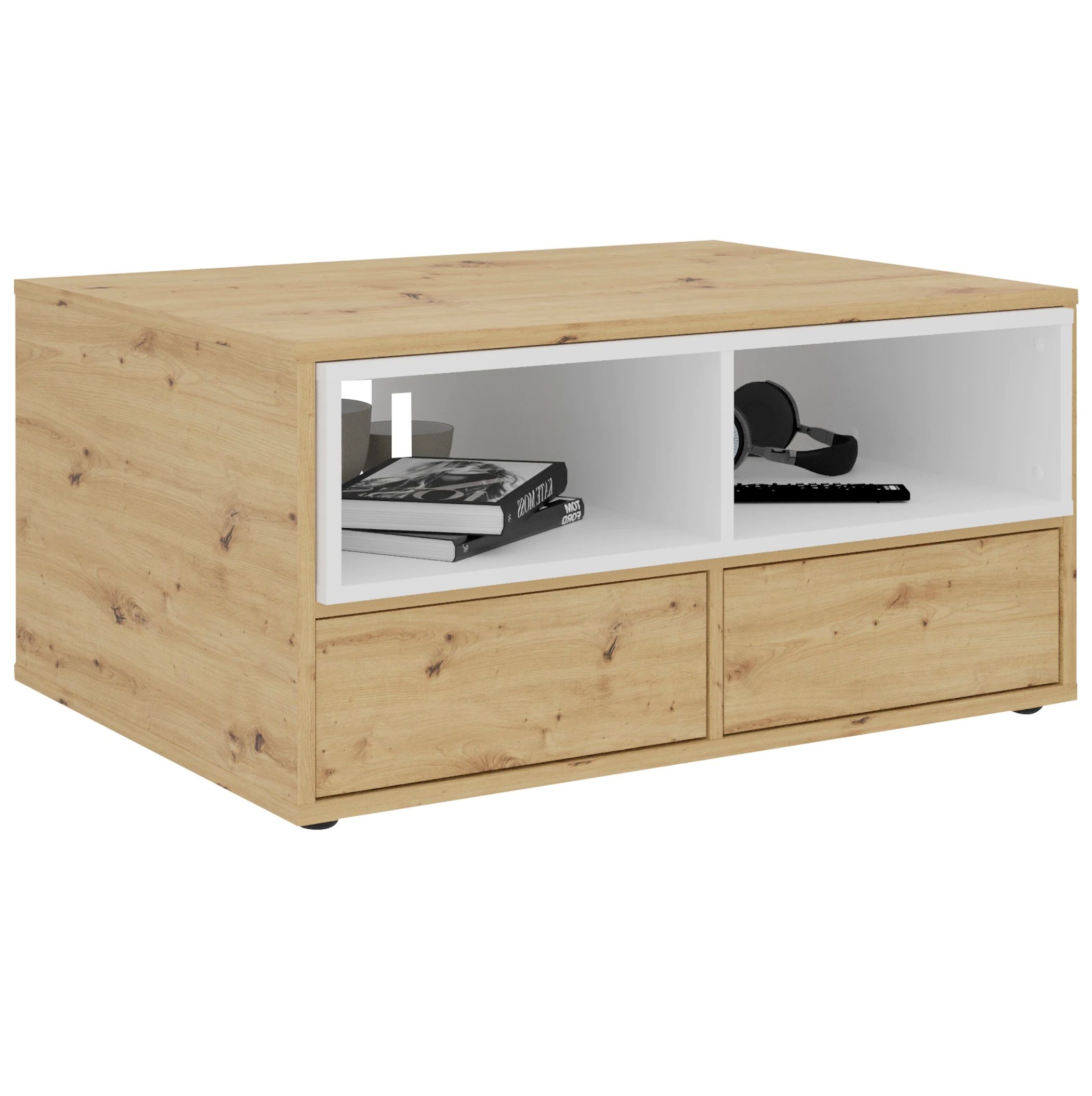 Salontafel Monza 2 – Artisan eiken met wit, stijlvolle functie voor elke woonkamer