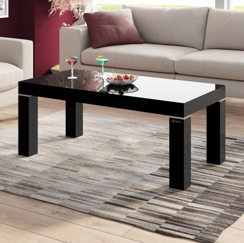 Salontafel PR 120 cm – Strakke Hoogglans Zwarte Look voor Moderne Woonruimtes