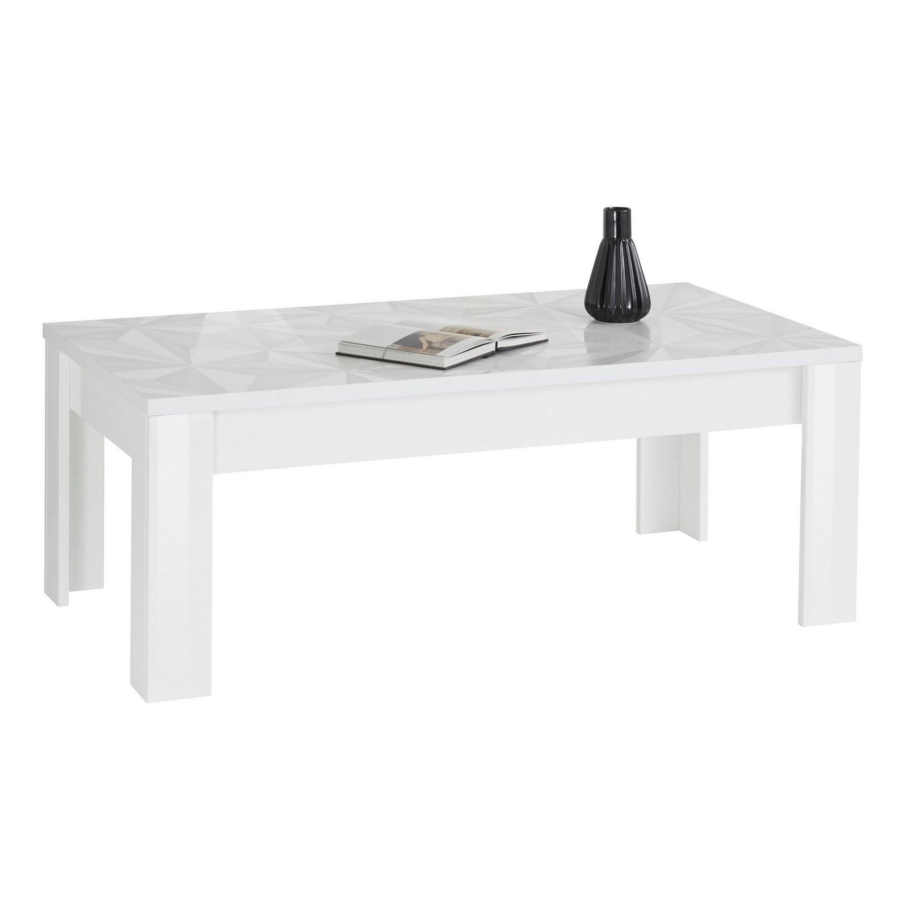 Salontafel Prisma – Strak modern design in hoogglans wit (122 cm)
