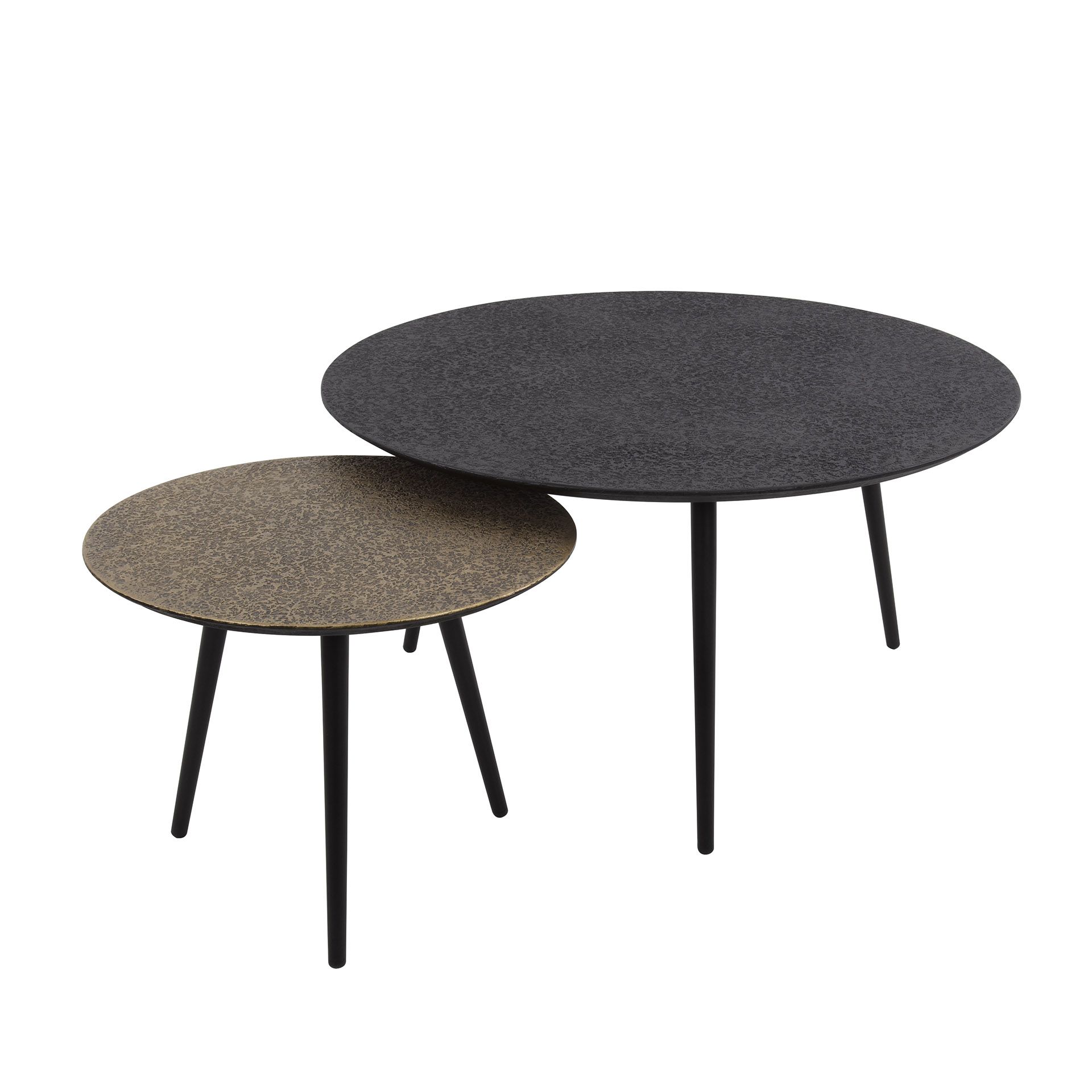 Salontafel set van 2 ronde tafels in metallic goud‑zwart – moderne eyecatcher voor je woonkamer