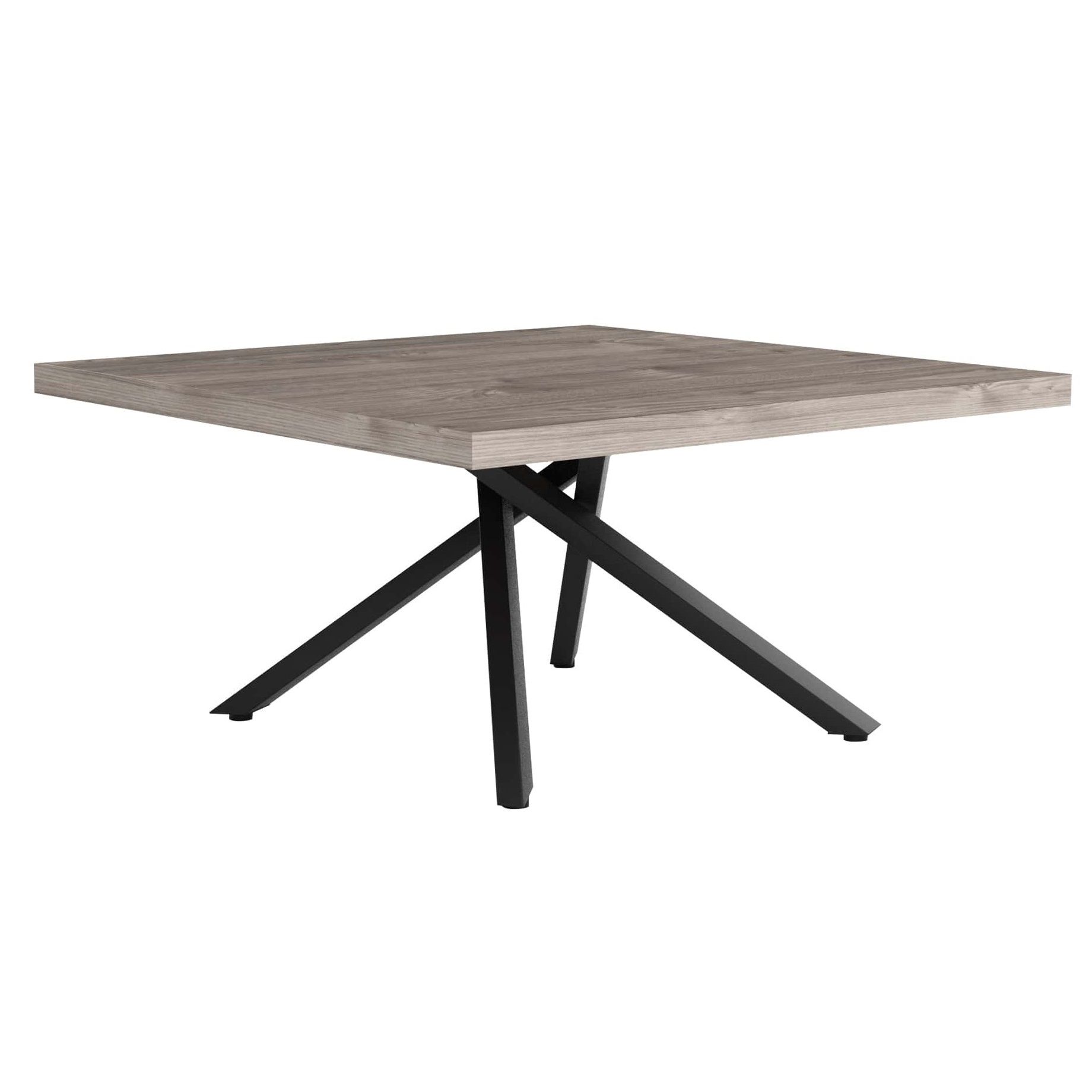 Salontafel Snapp X-poot 90 × 90 cm – Industrieel design in grijs eiken en antraciet