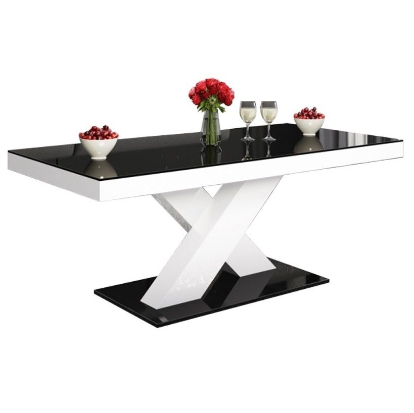 Salontafel Xenon mini – strak design in hoogglans zwart‑wit, 120 cm breed