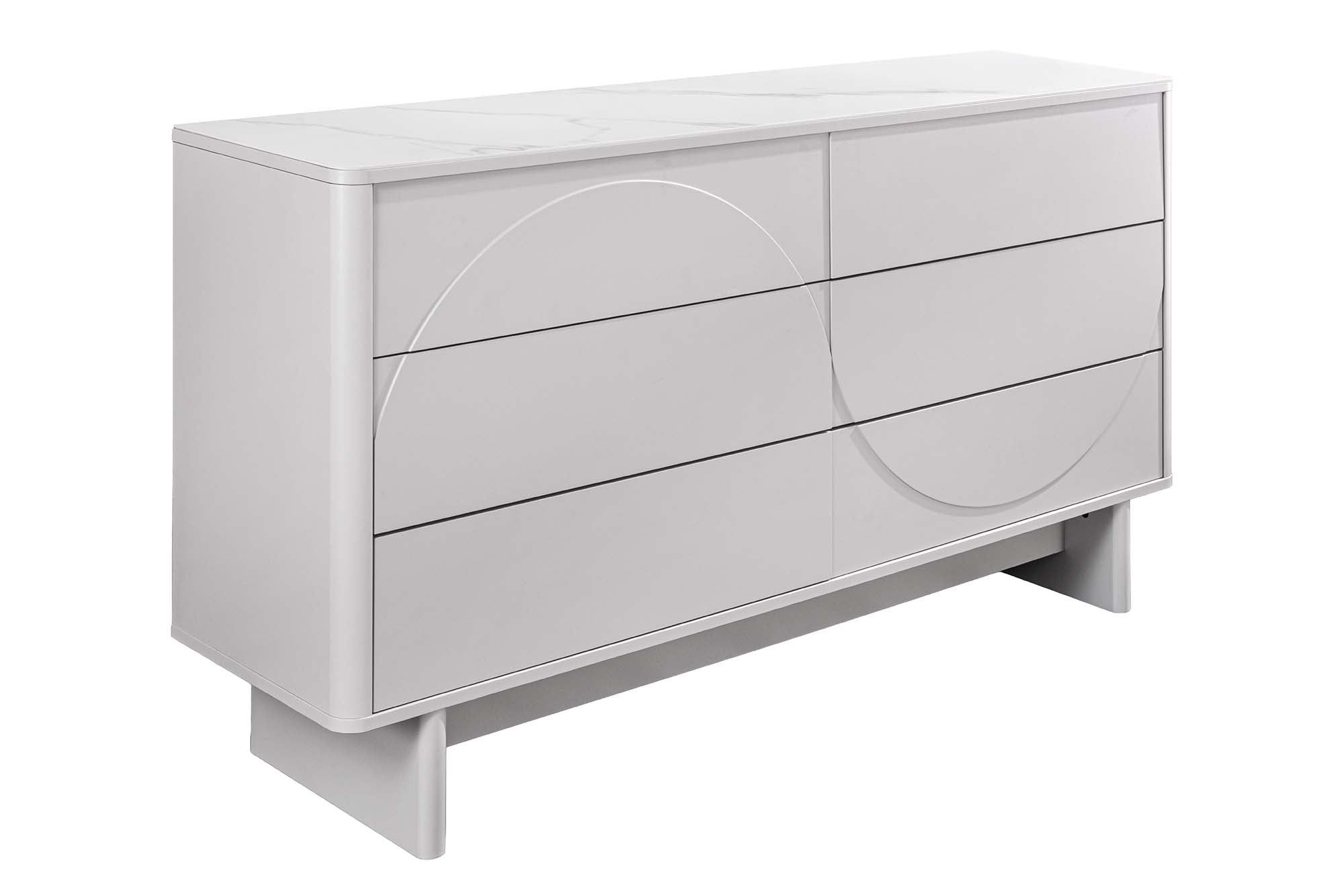 Savoy Dressoir 150 cm – Strak wit design met marmeren keramisch blad