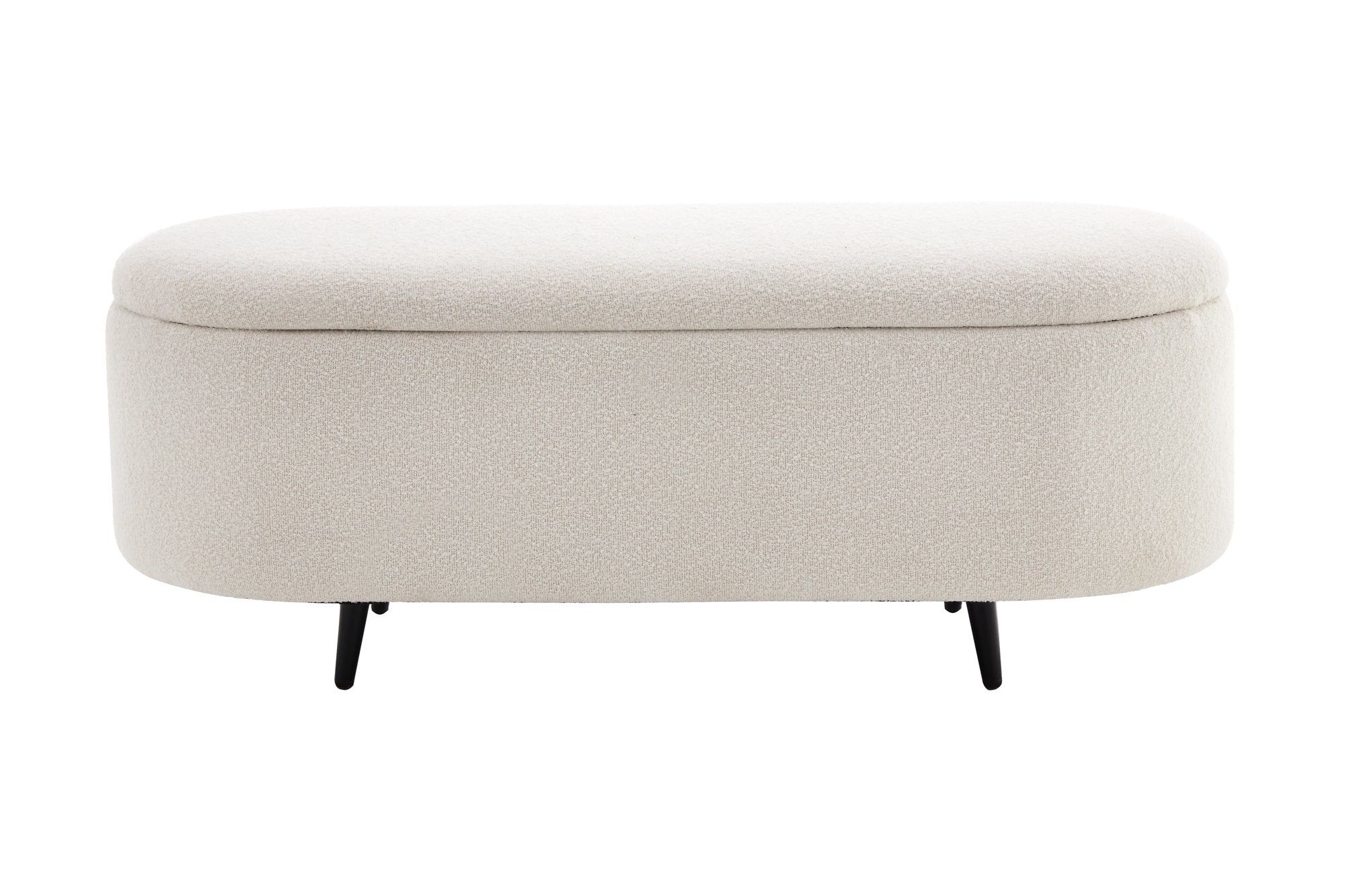 Scandinavische Gestoffeerde VOGUE Bank 110 cm – Wit Bouclé met Slimme Opbergruimte