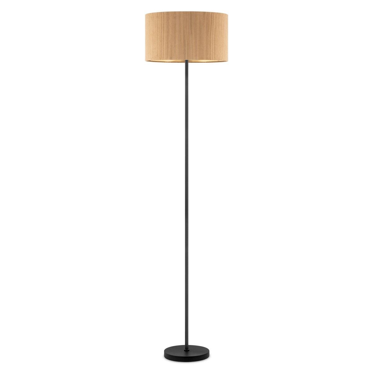 Scandinavische vloerlamp met corduroy kap – warme karamelkleur