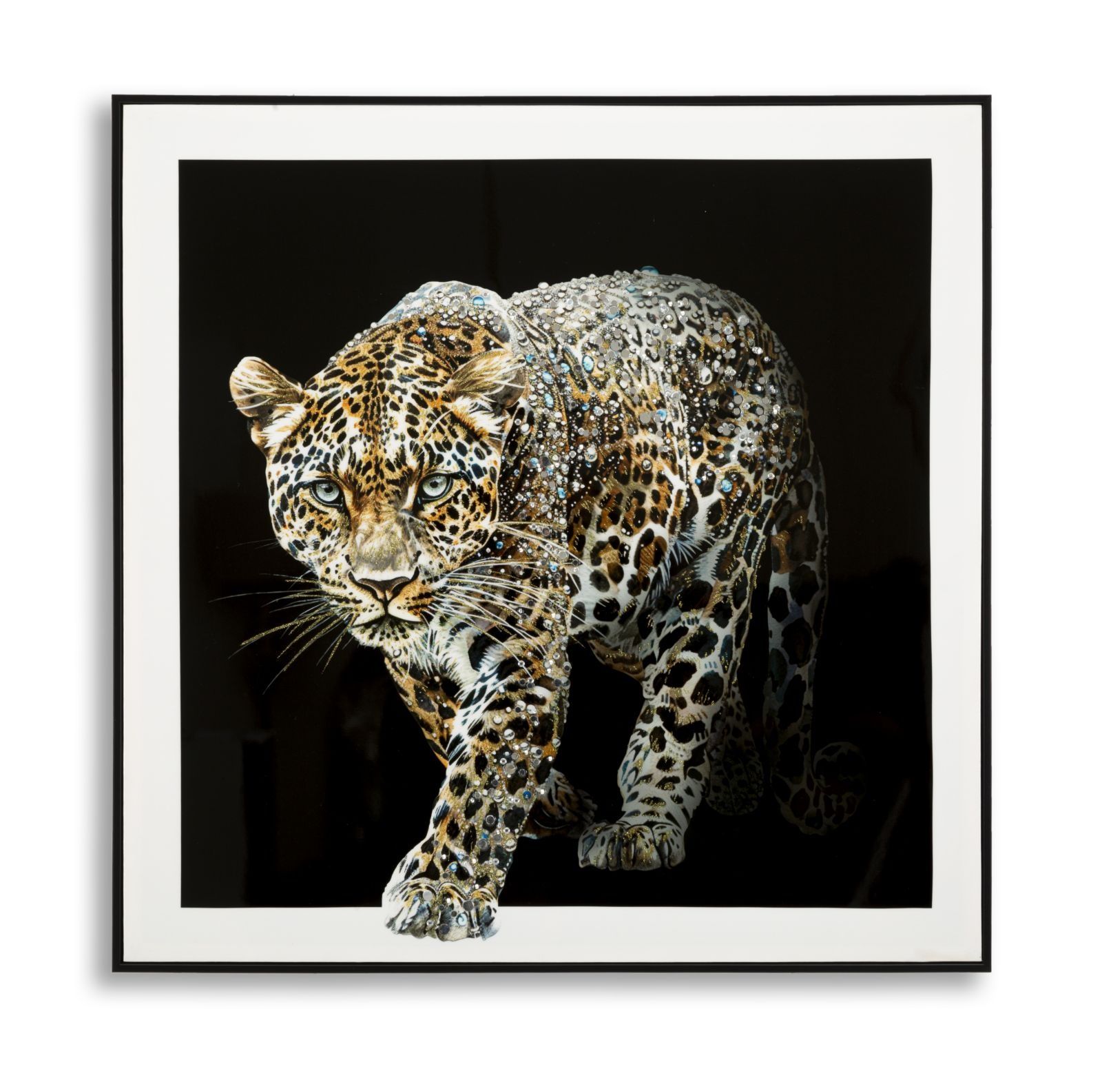Schilderij op doek met gelakte jaguar – luxe muurdecoratie van Mauro Ferretti
