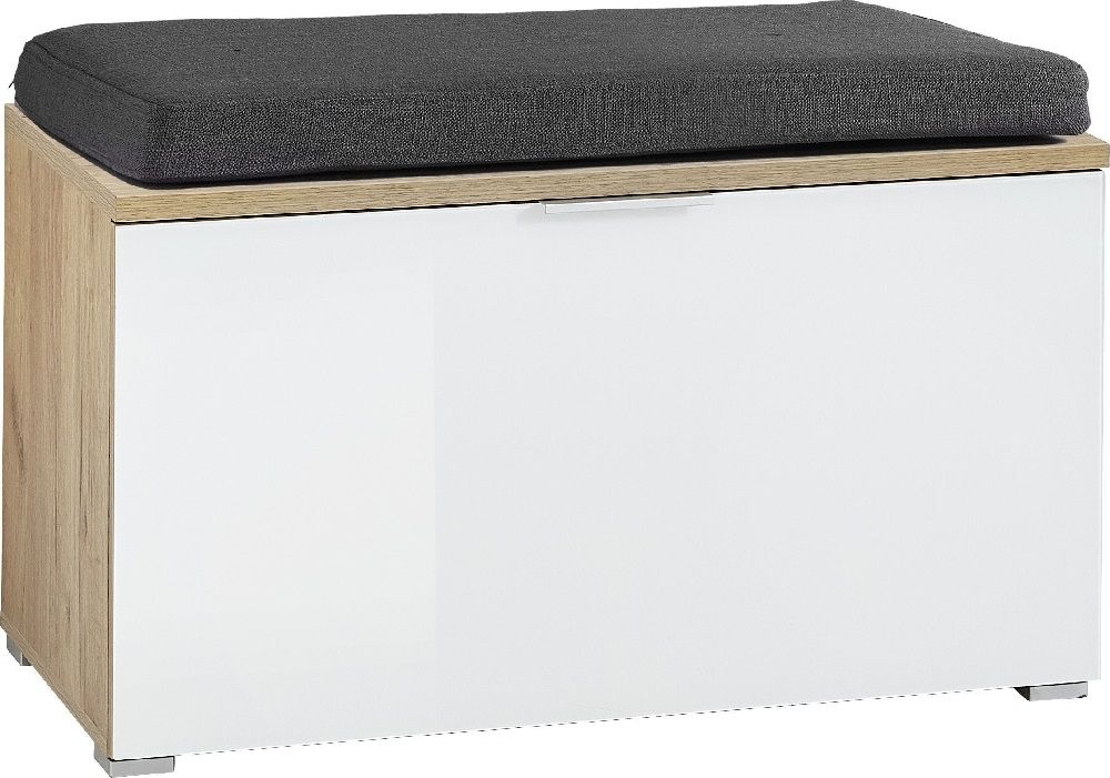 Schoenenbank Telde 49 cm – Strak Navarra‑eiken met wit – Moderne halbank van Germania