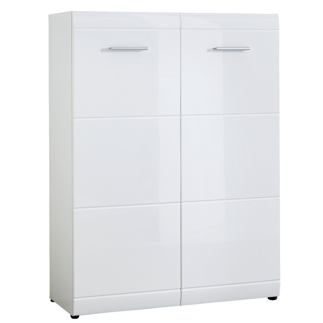 Schoenenkast Adana – Hoogglans witte opbergkast met verstelbare planken (89 × 120 cm)