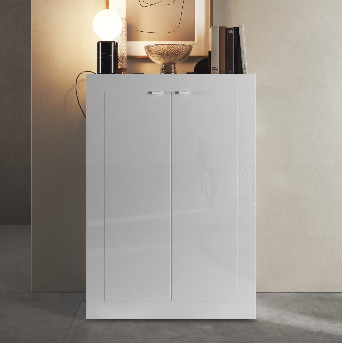 Schoenenkast Basic 78×113 cm – Hoogglans wit, stijlvol en functioneel