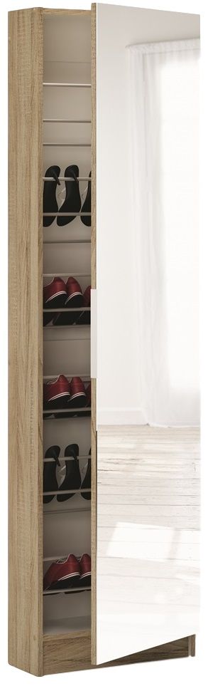Schoenenkast Ibiza met spiegel – stijlvolle opbergruimte in brushed oak