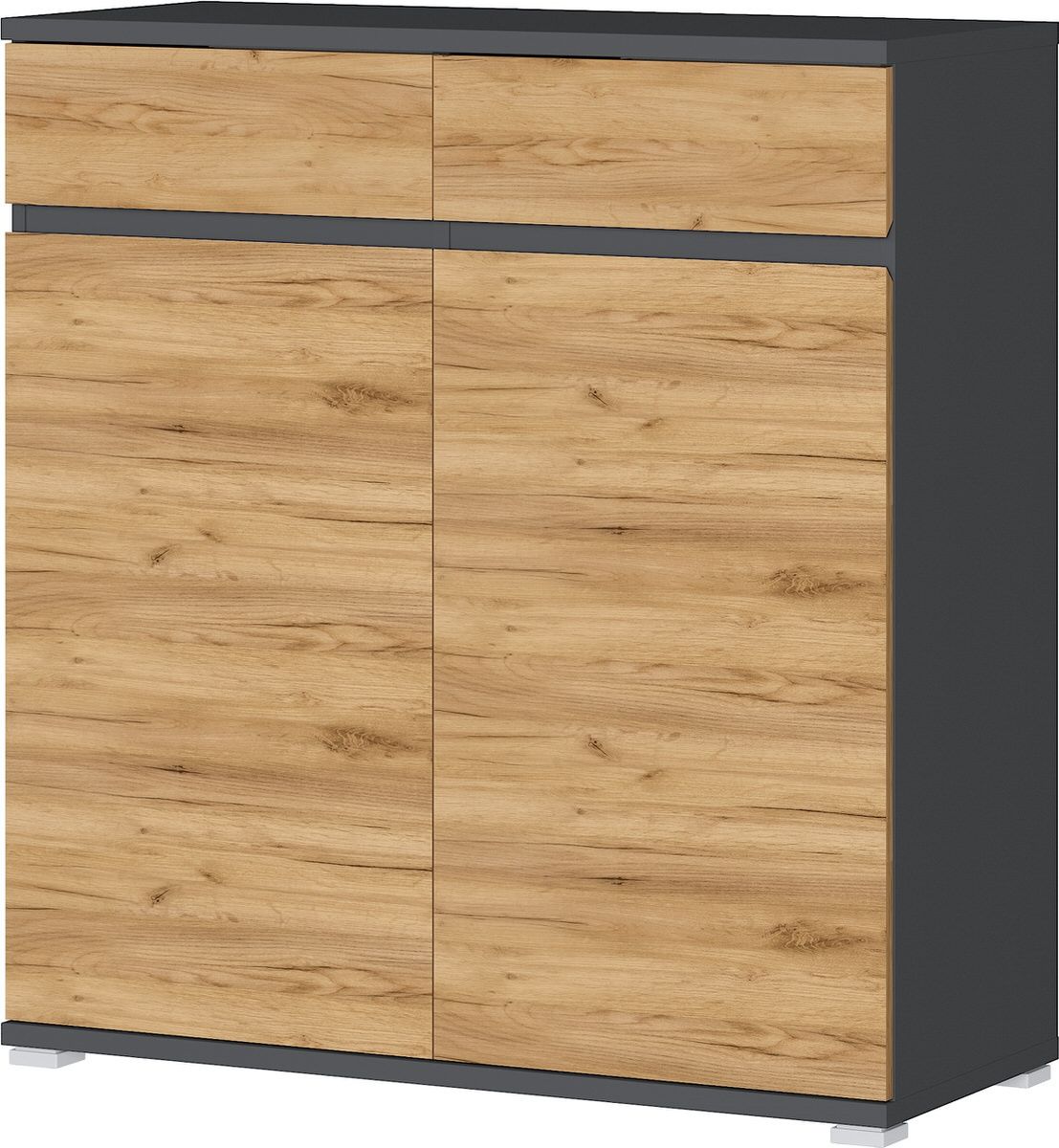 Schoenenkast Lissabon – Navarre eiken & antraciet, 103 cm hoog