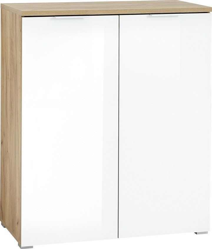 Schoenenkast Telde 104 cm – Navarra eiken met witte soft‑close deuren