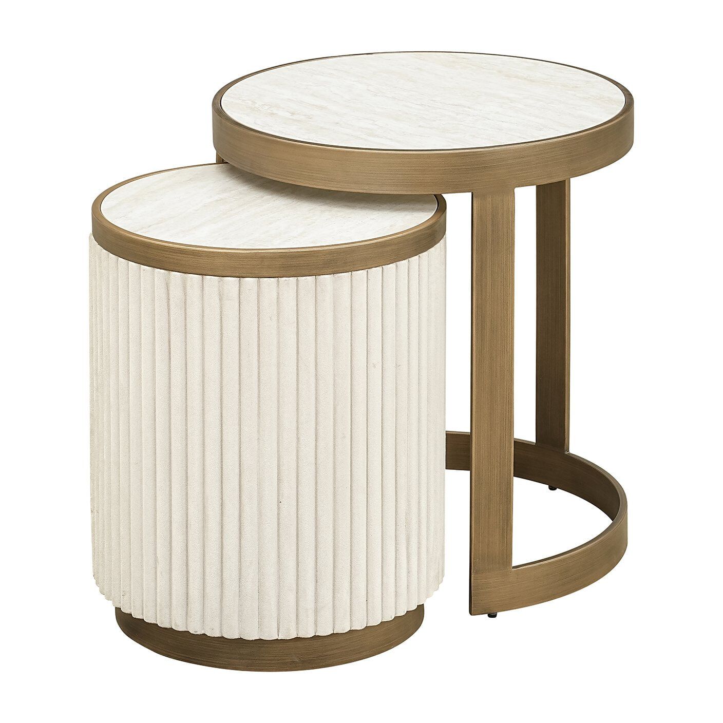 Set van 2 ronde bijzettafels Tivoli – Richmond Interiors, wit