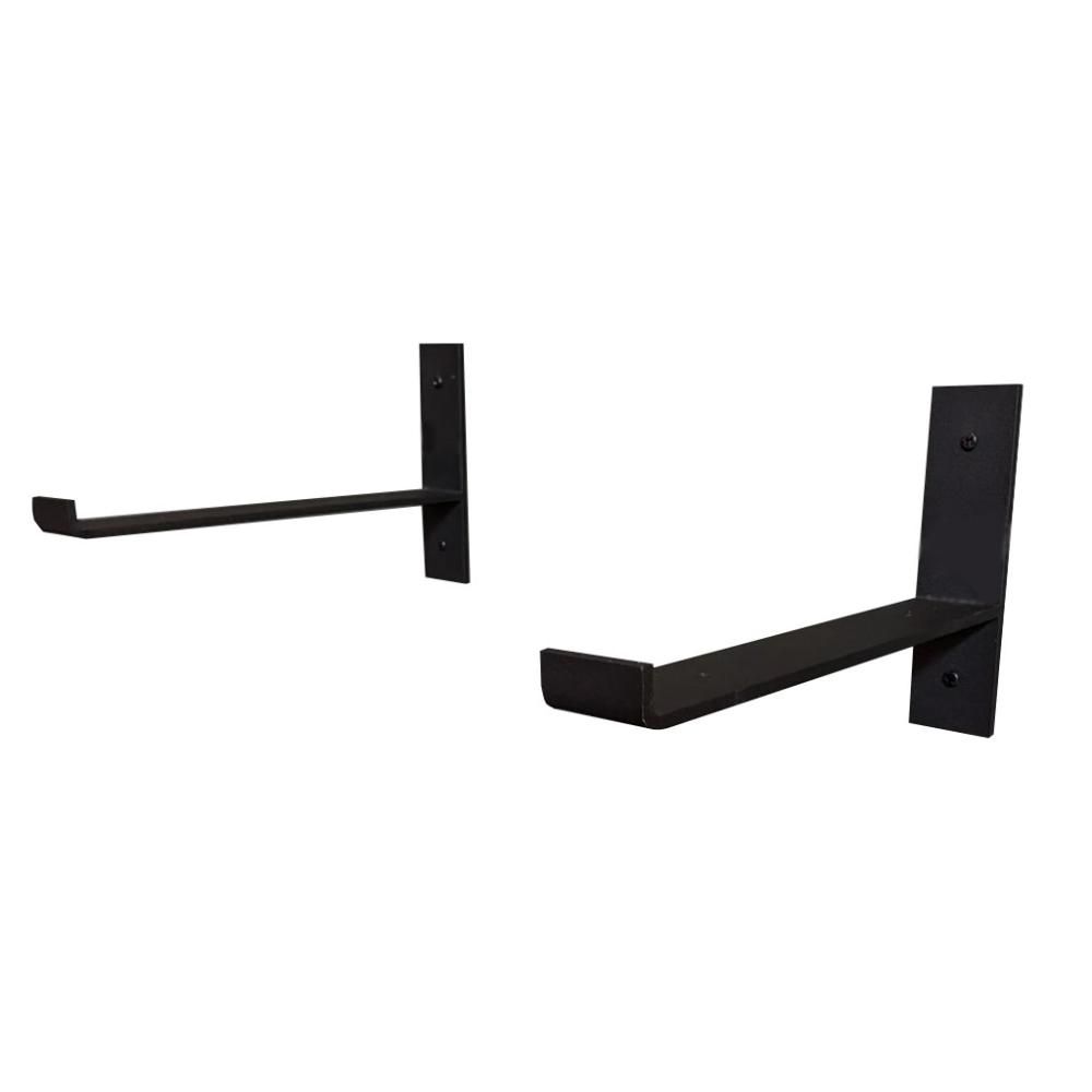 Set van 2 Zwarte Stalen Muurbeugels – 4 × 26 cm, 15 cm Hoog – Furniture Legs Europe