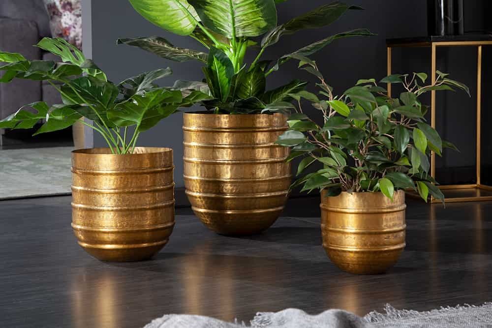 Set van 3 Gouden Metalen Bloempotten ORIENT – Stijlvol & Tijdloos