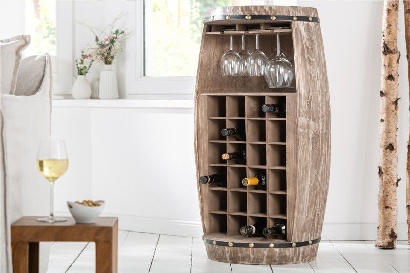 Shabby Chic wijnrek BODEGA 97 cm – natuurlijk grenen, plaats voor 24 flessen