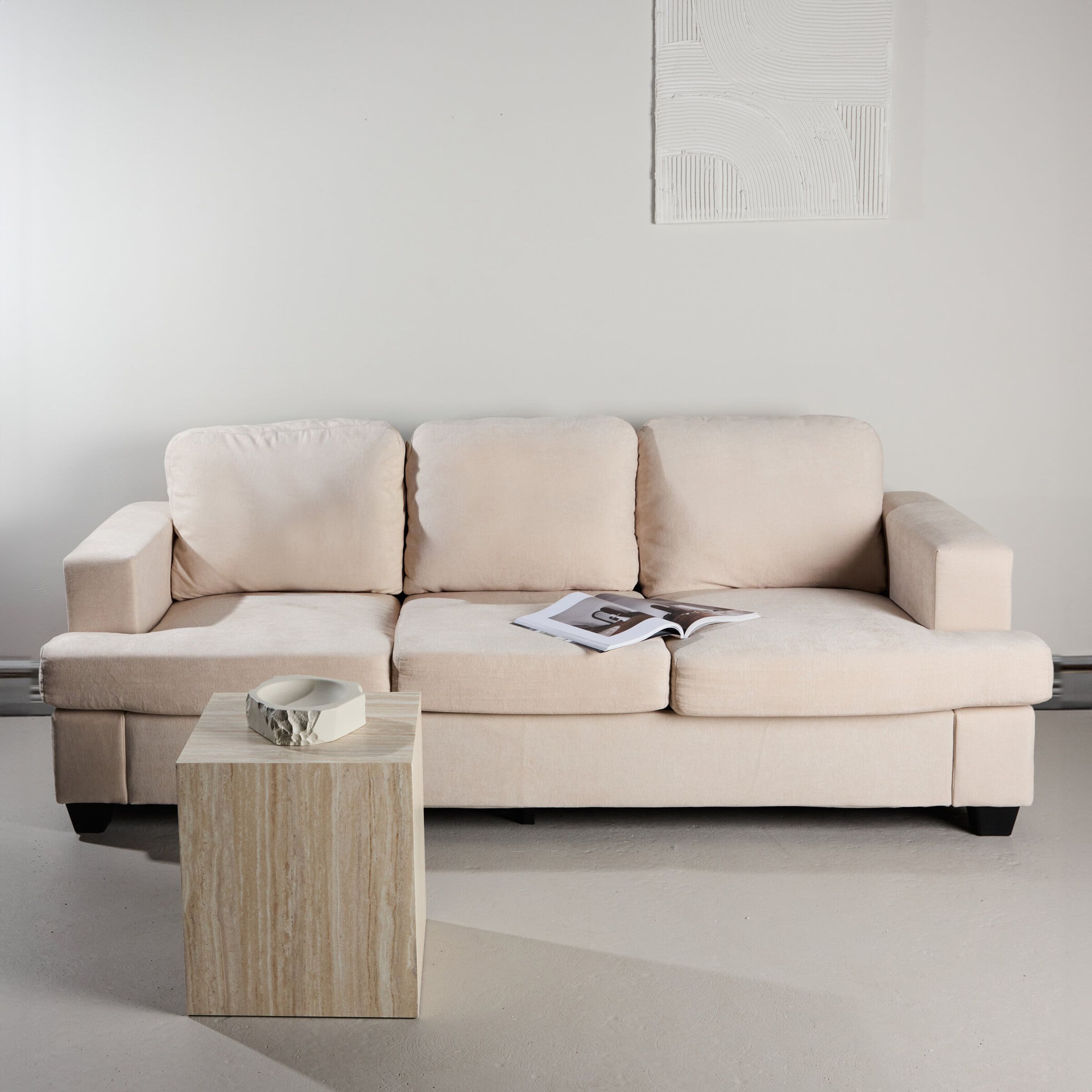 Shaneisha 3‑zitbank van Nohr – Comfortabele chenillebank in Beige