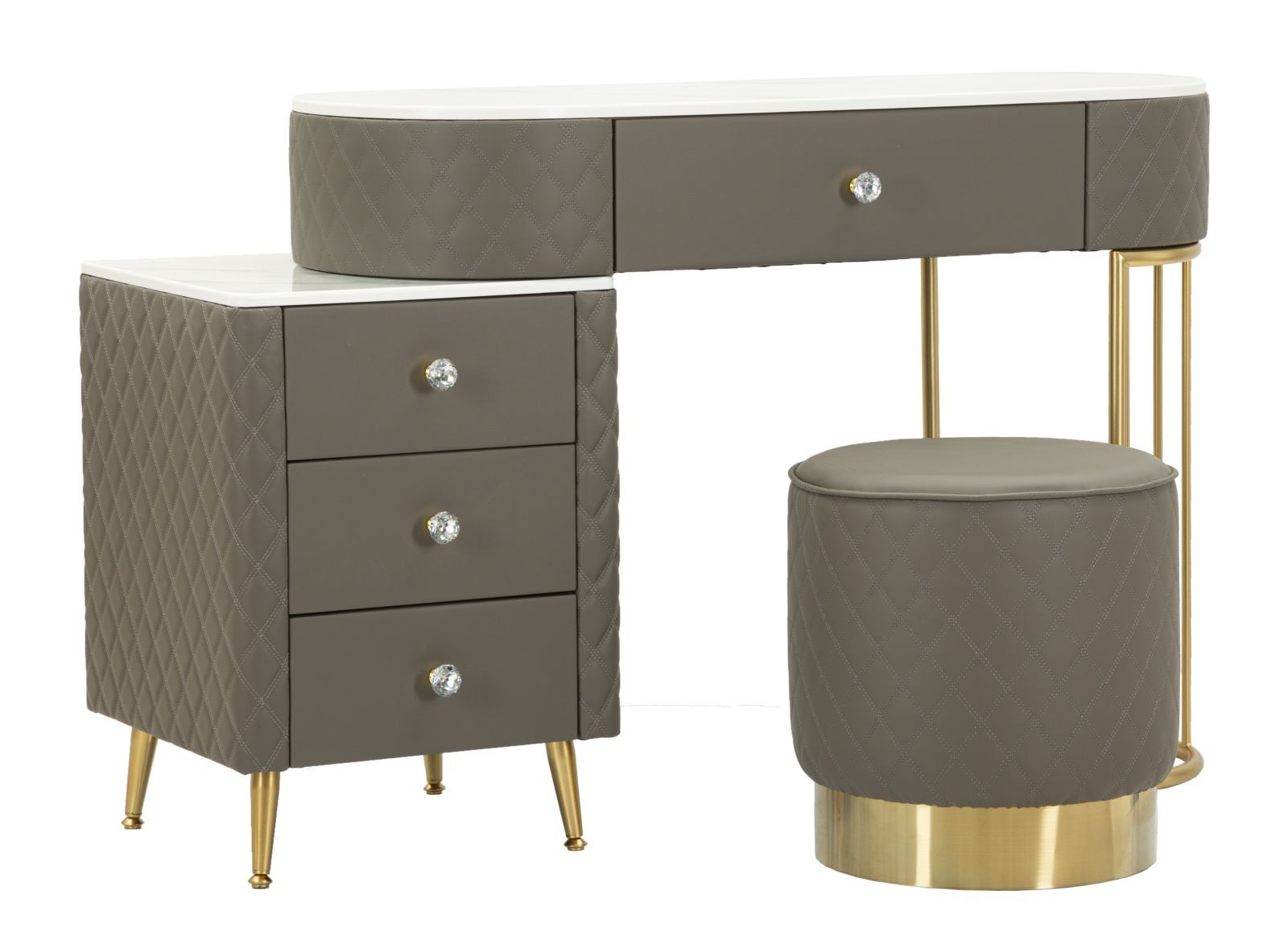 Sharon grijs bedbureau met bijpassende kruk – compact en stijlvol voor de moderne werkplek