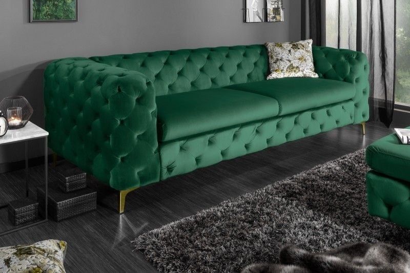 Smaragdgroene Chesterfield 3‑zitbank – Modern Barok van Invicta Interior