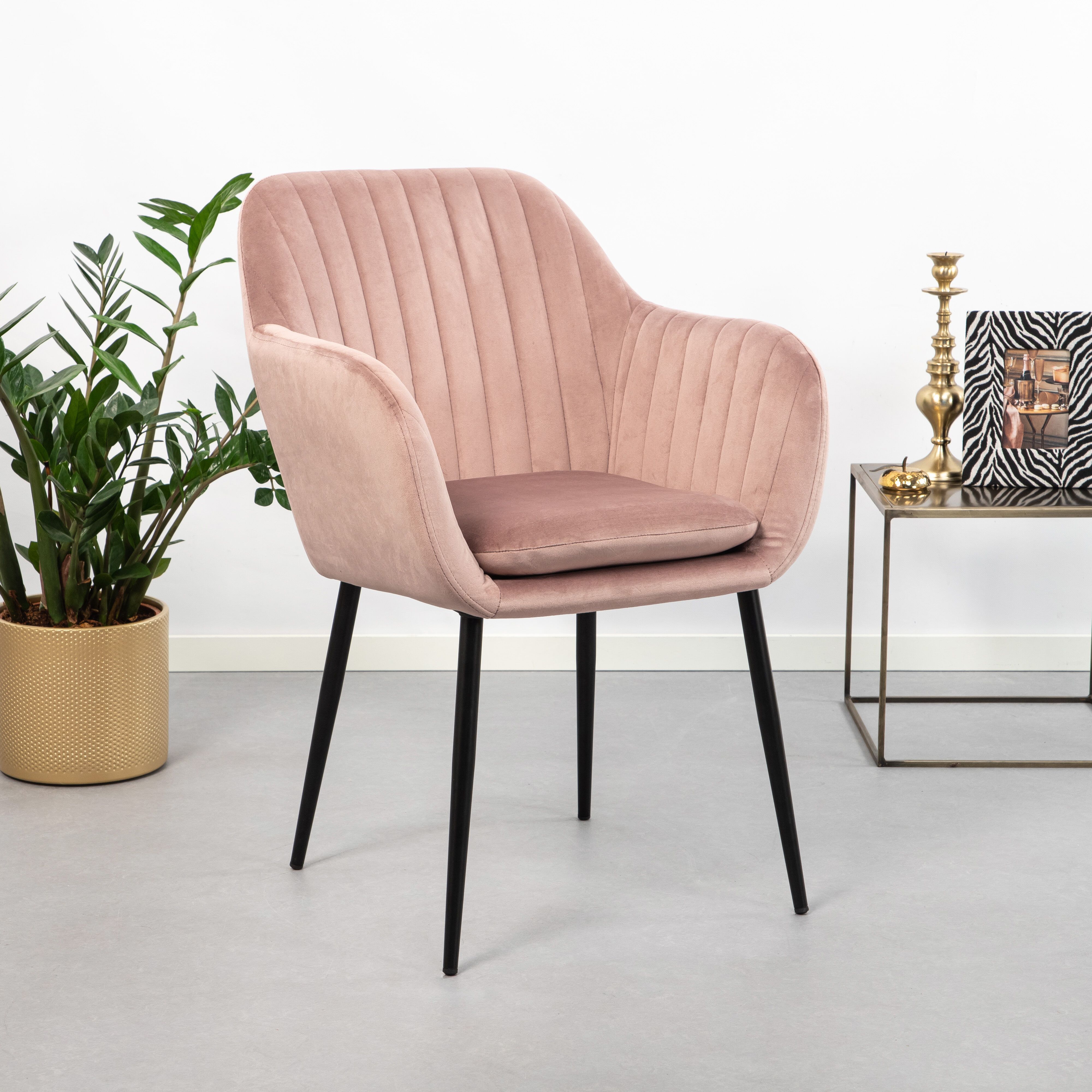 Sohome Albin Velvet Eetkamerstoel – Dusty Rose, Luxe Komfort voor elke Tafel