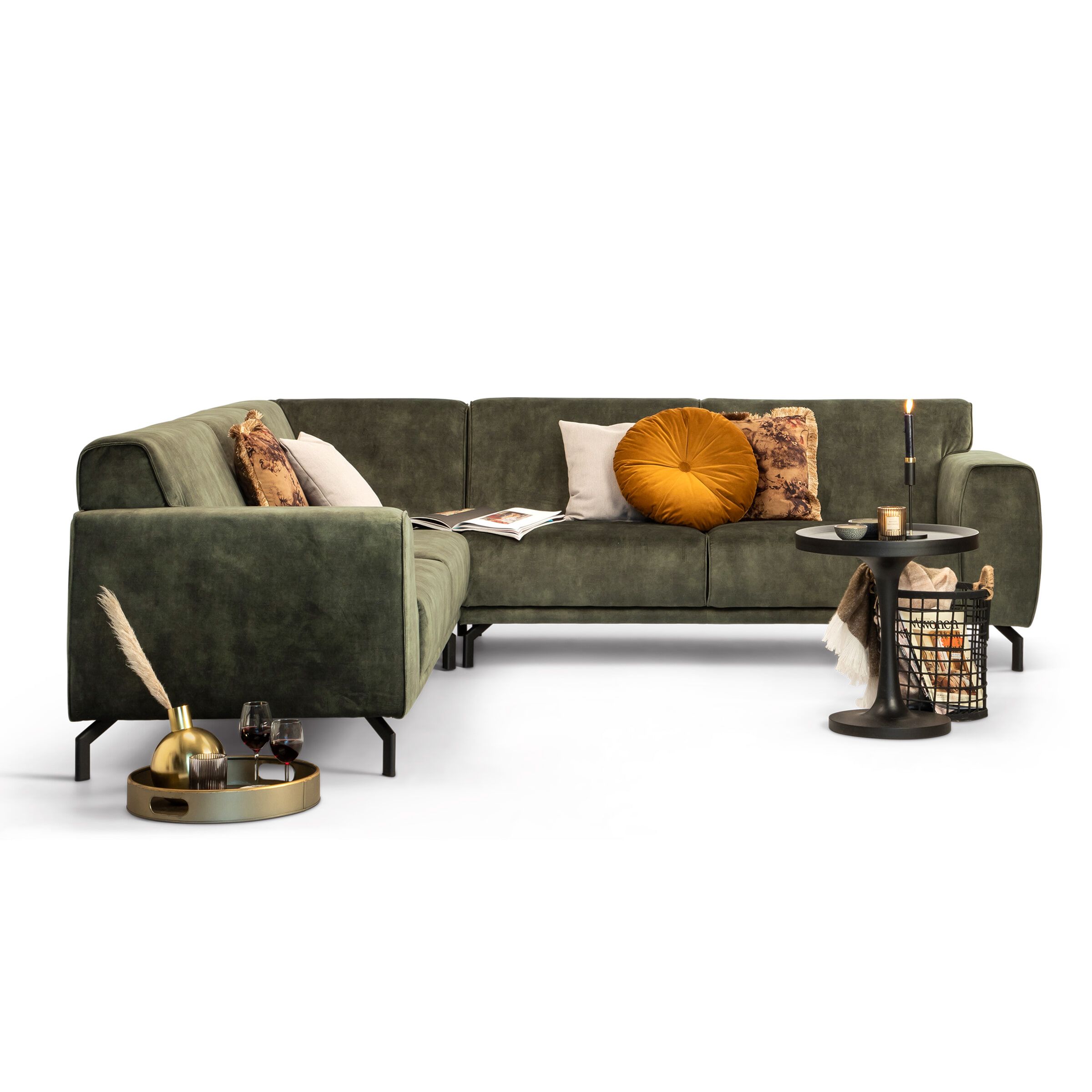 Sohome Hoekbank Jill Velvet – Luxe groene zitplek voor jouw woonkamer