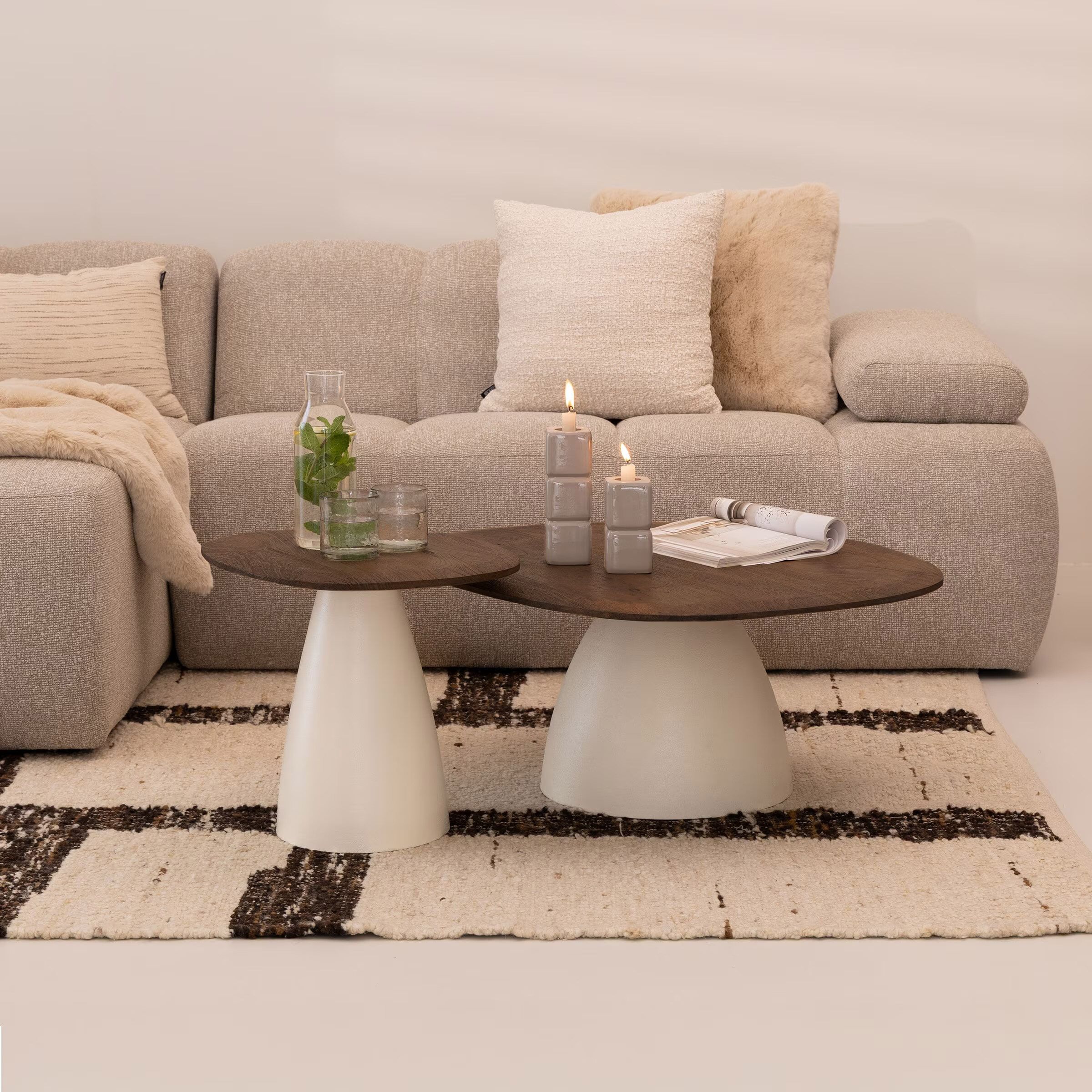 Sohome Madin Mangohouten Salontafelset – Natuurlijke Elegantie voor de Woonkamer