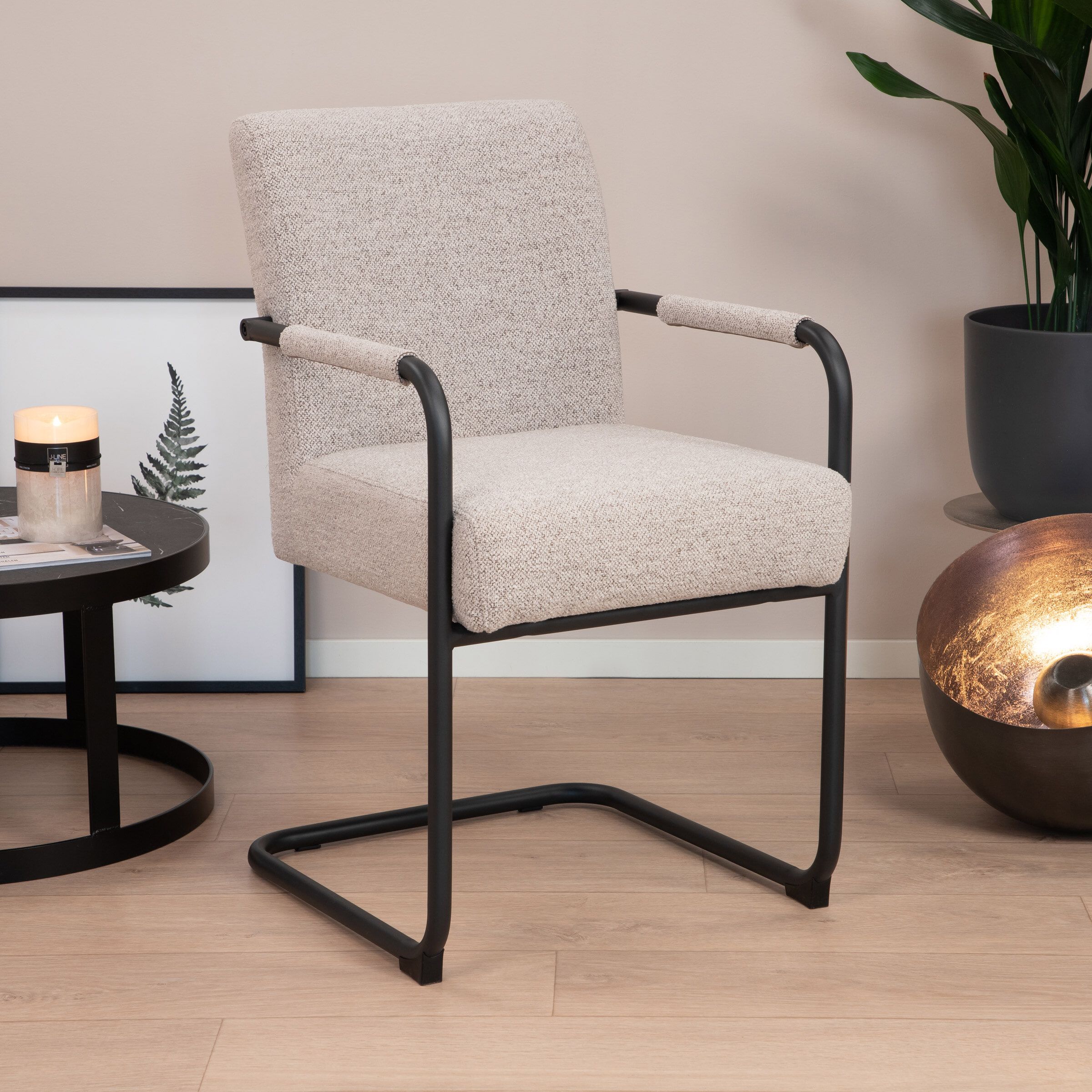 Sohome Noud Eetkamerstoel – Retro Bouclé Comfort in Beige