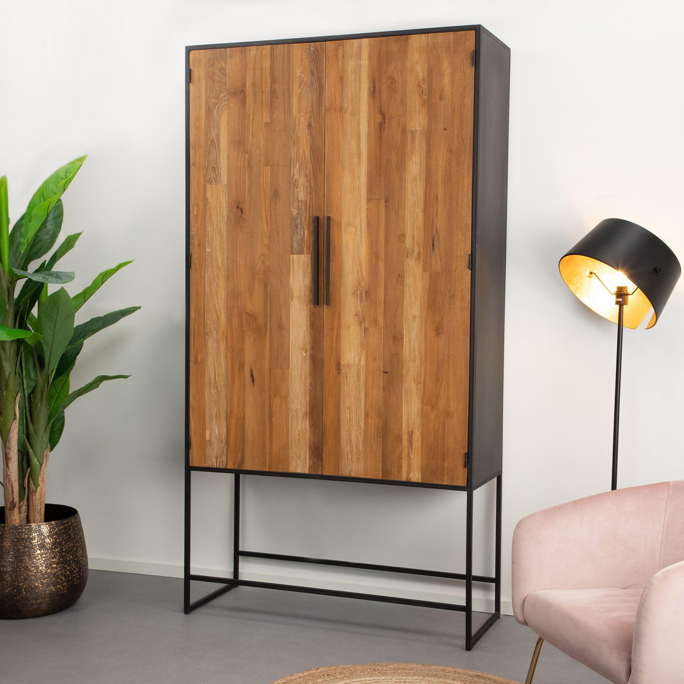 Sohome Opbergkast Manilla – Stijlvolle teak- en staalmix voor elk modern interieur