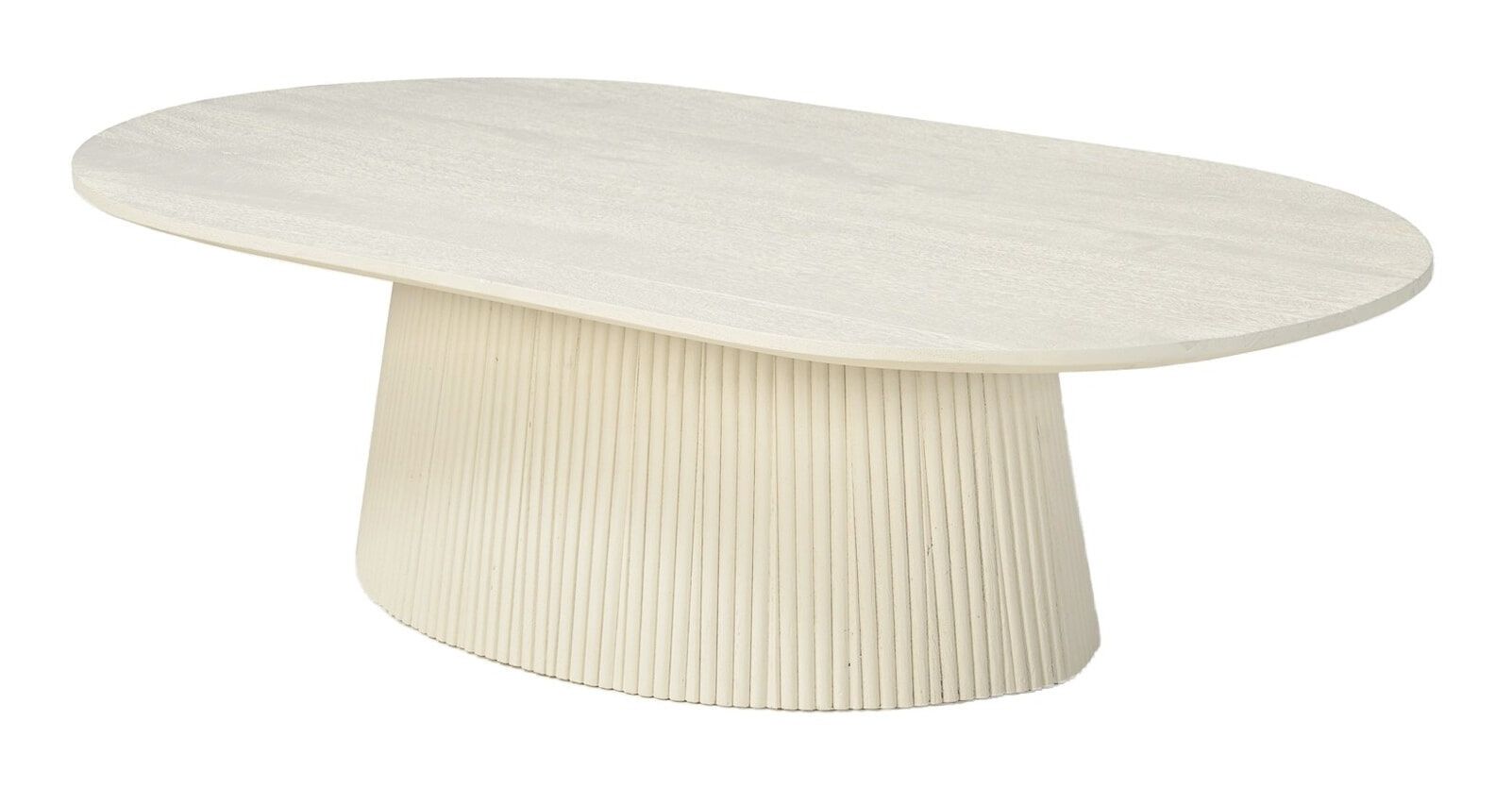 Sohome Ovale Salontafel Puck – Elegante Ivoorkleurige Mangohouten Ovaal