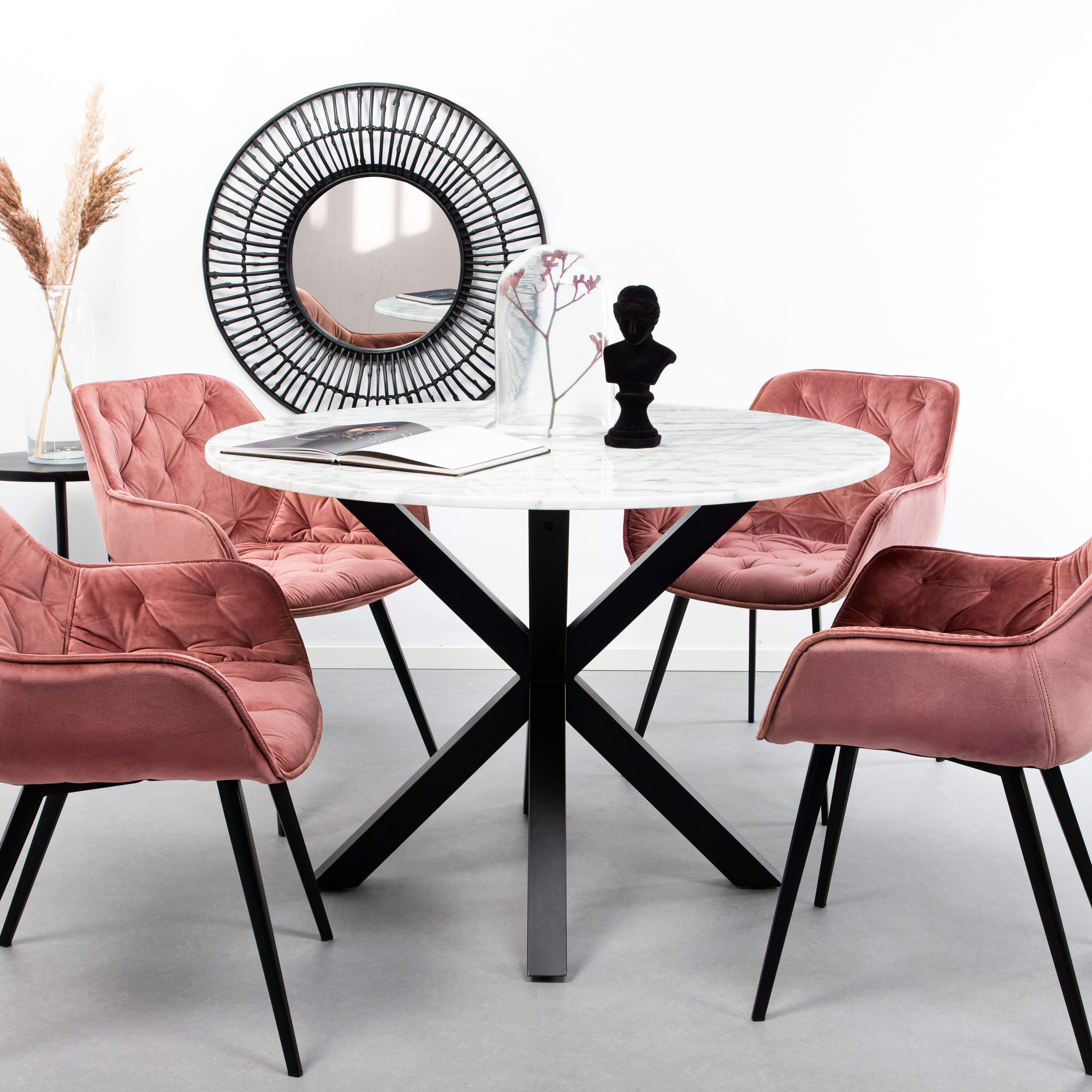 Sohome ronde eettafel Lille 110 cm in wit marmer – stijlvol en tijdloos