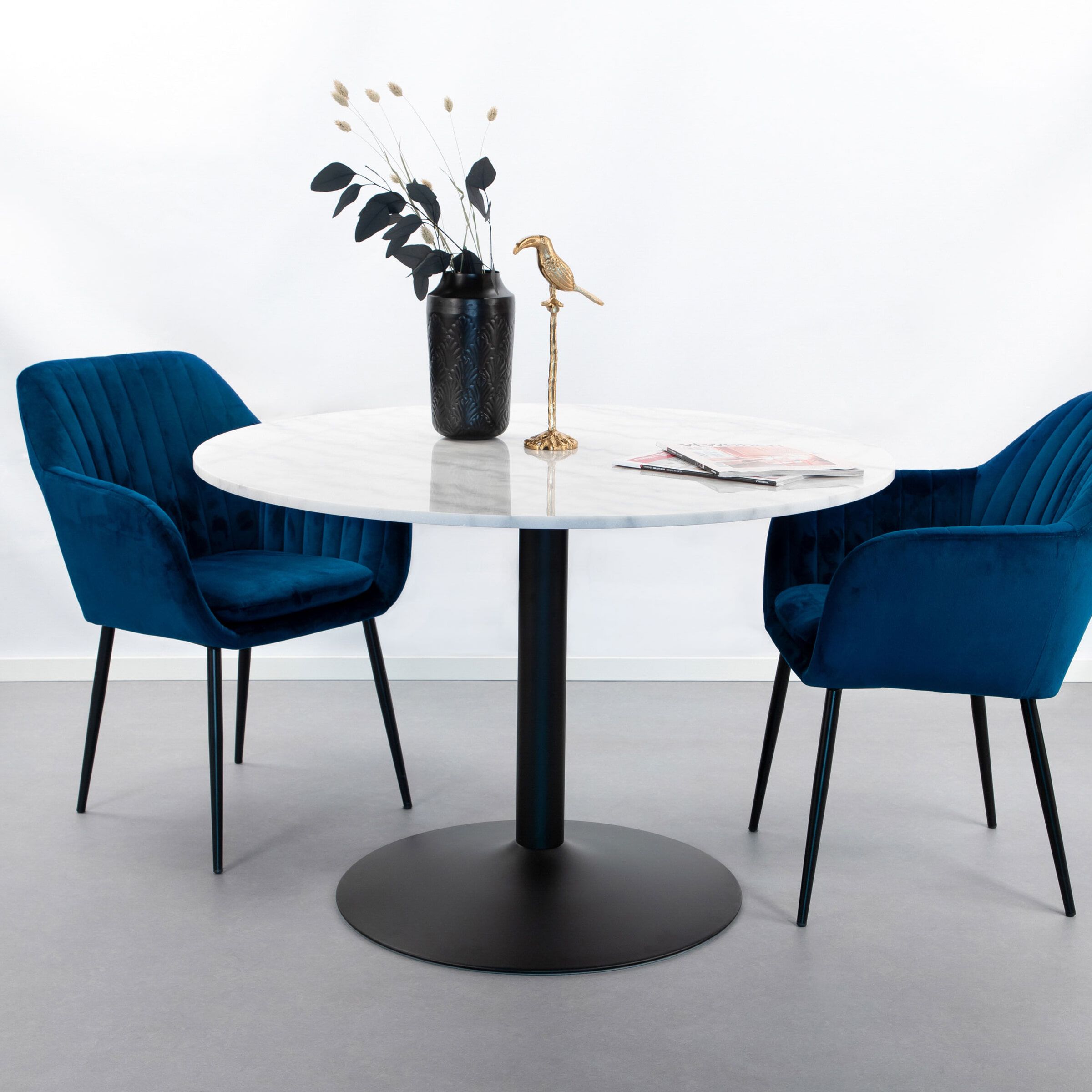 Sohome ronde eettafel Rune – 110 cm wit marmer, stijlvol en functioneel